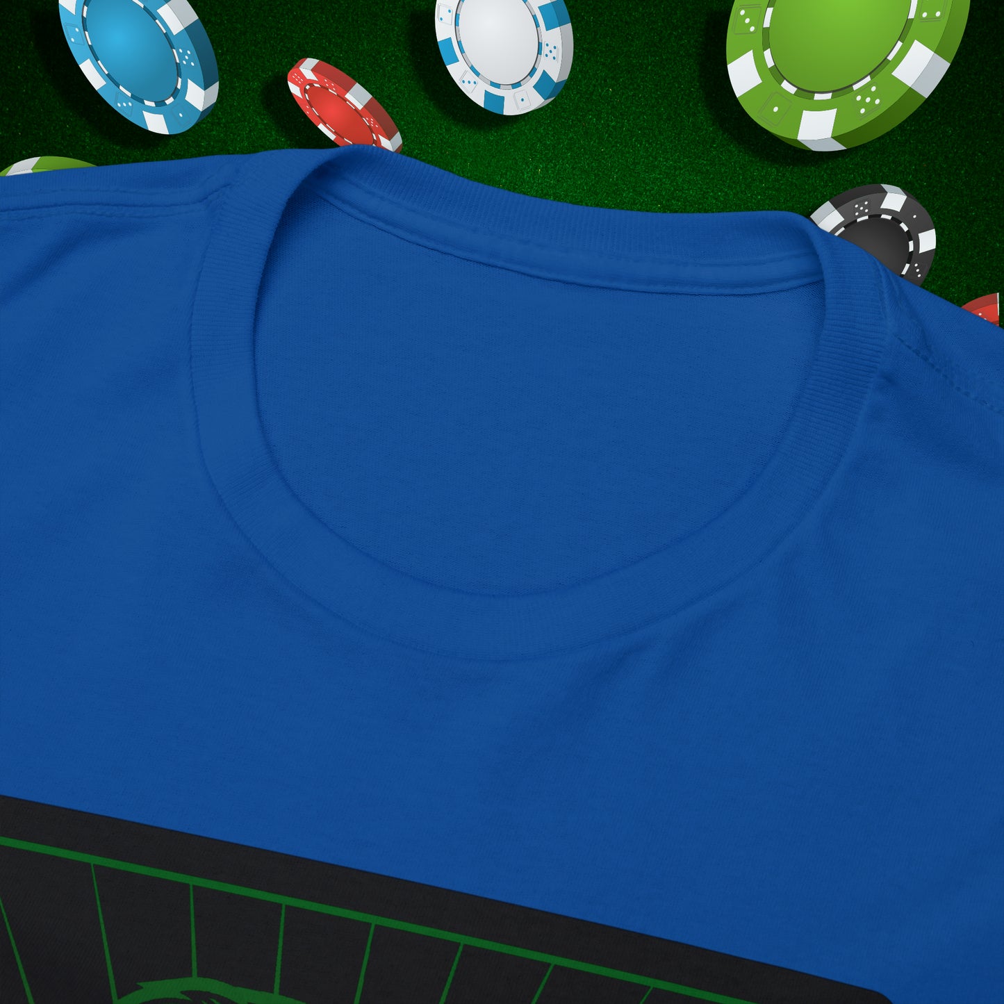 No Lucks Given Jack Skull in Crown of Clubs Green Red Poker T-Shirt Must have Good Luck All-in