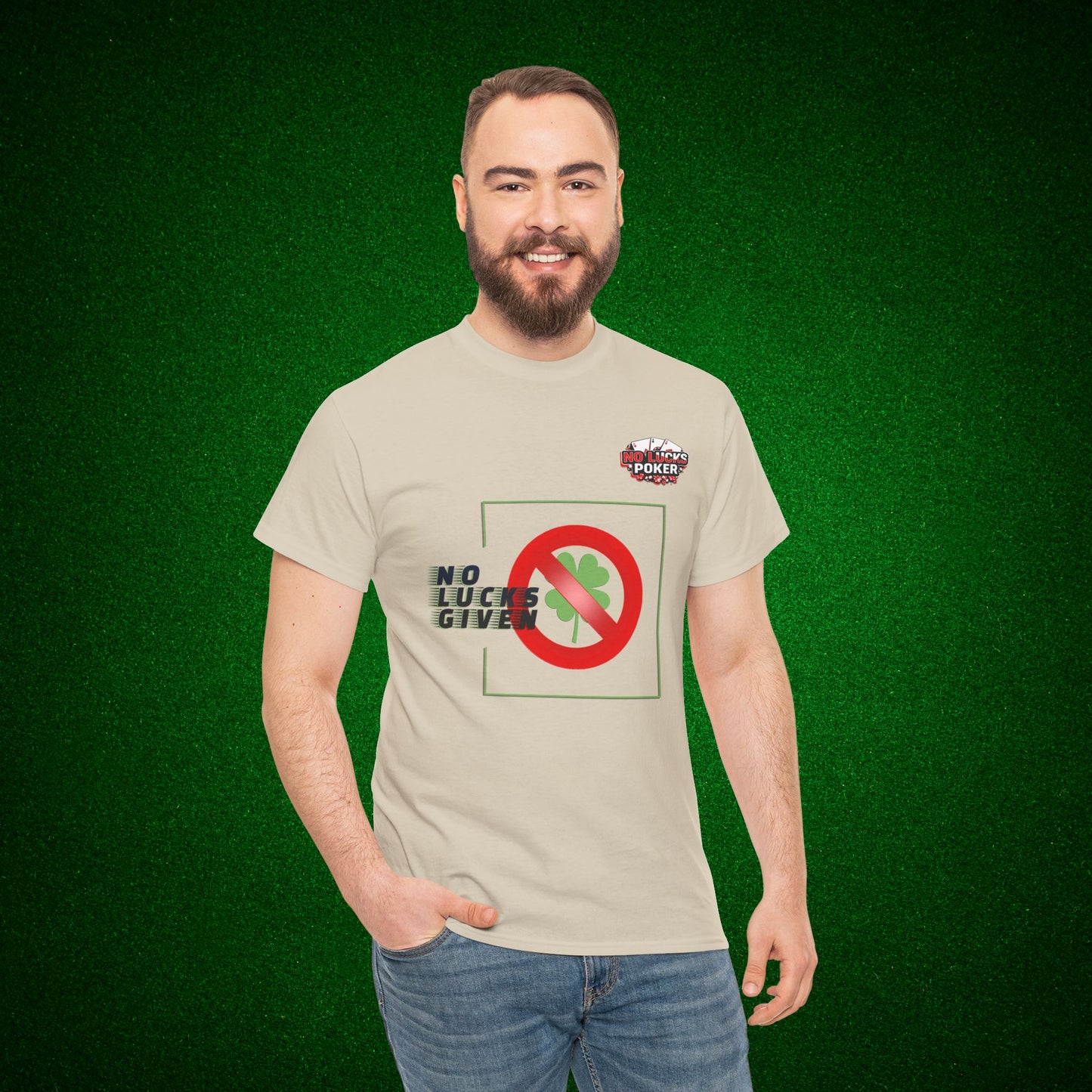 No Lucks Given Large Clover Poker T-Shirt Good Luck All-in