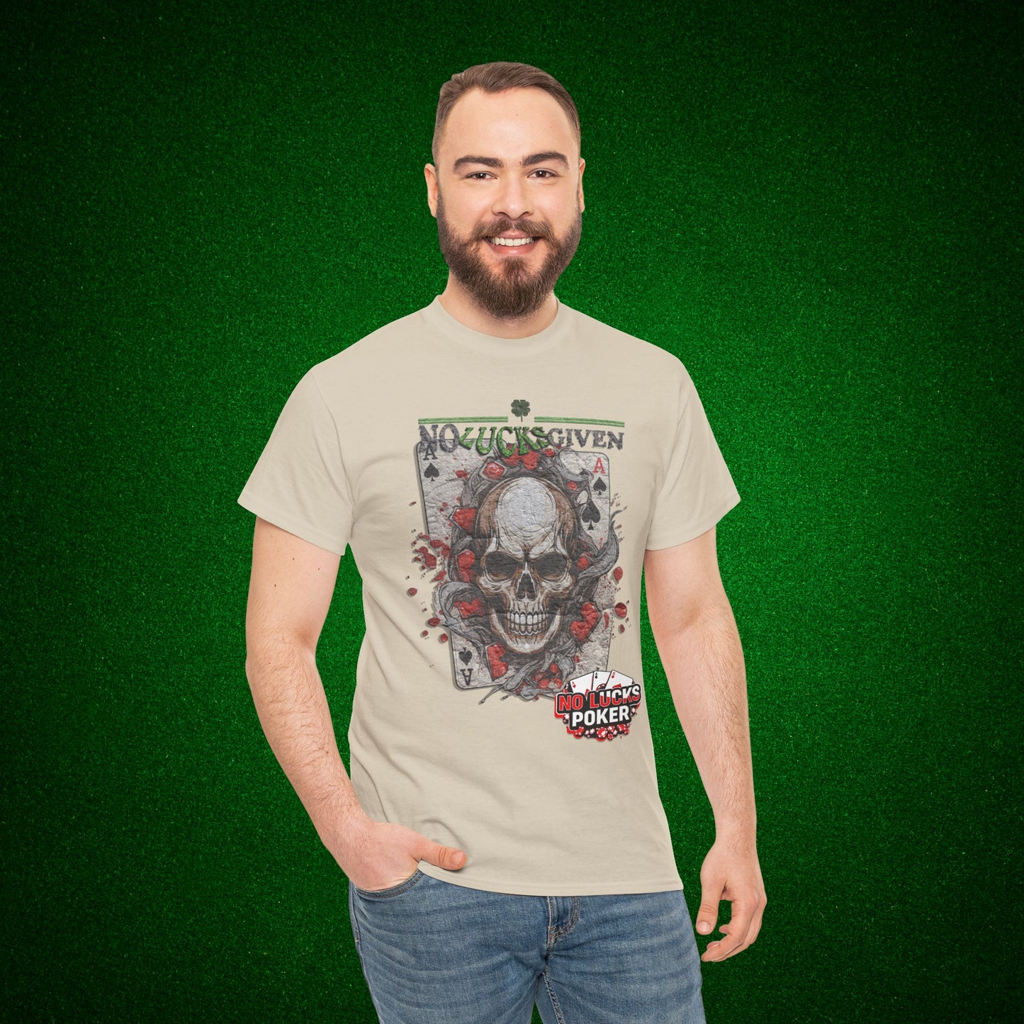 No Lucks Given Skull Breaking thru Ace of Spades T-Shirt Must have Good Luck All-in