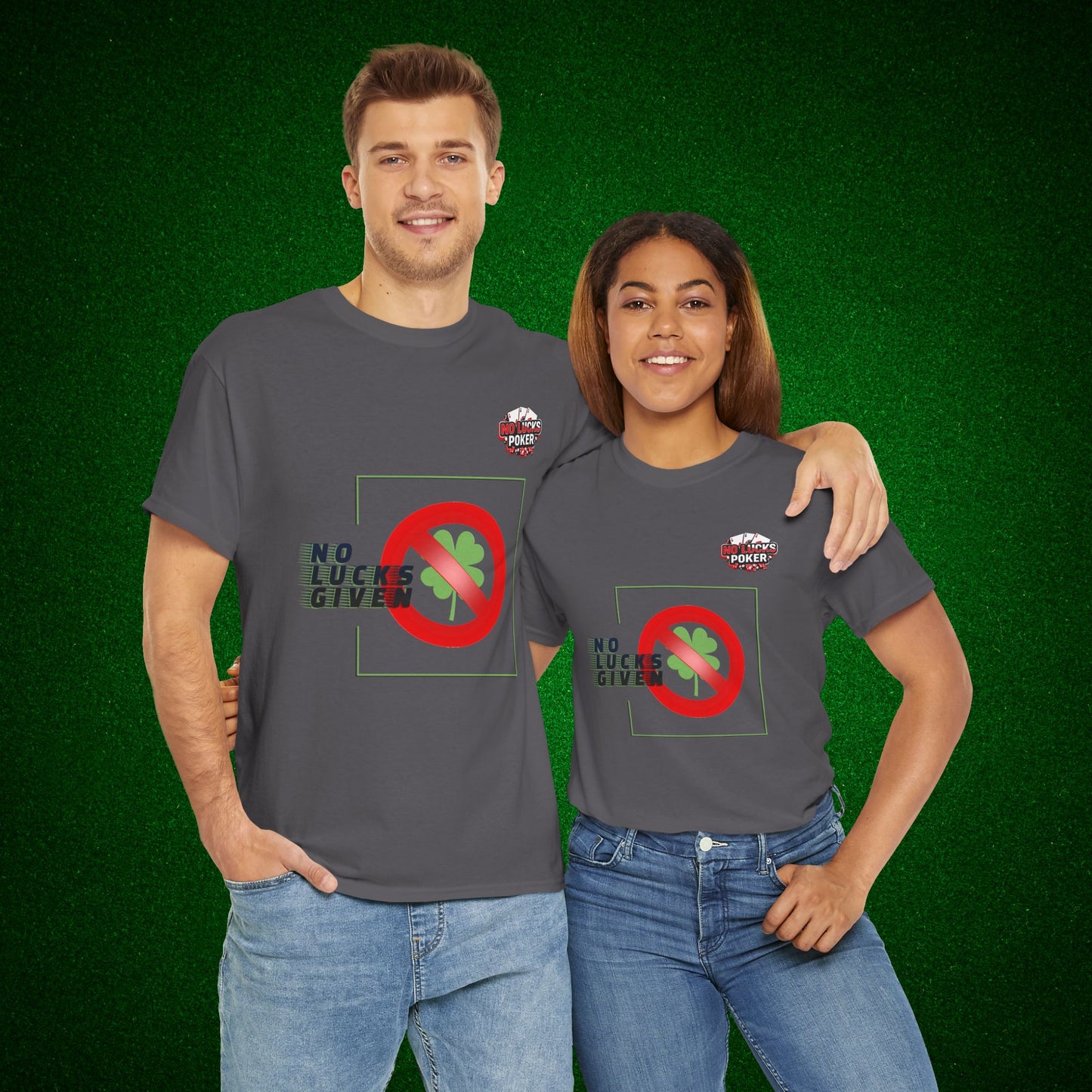 No Lucks Given Large Clover Poker T-Shirt Good Luck All-in