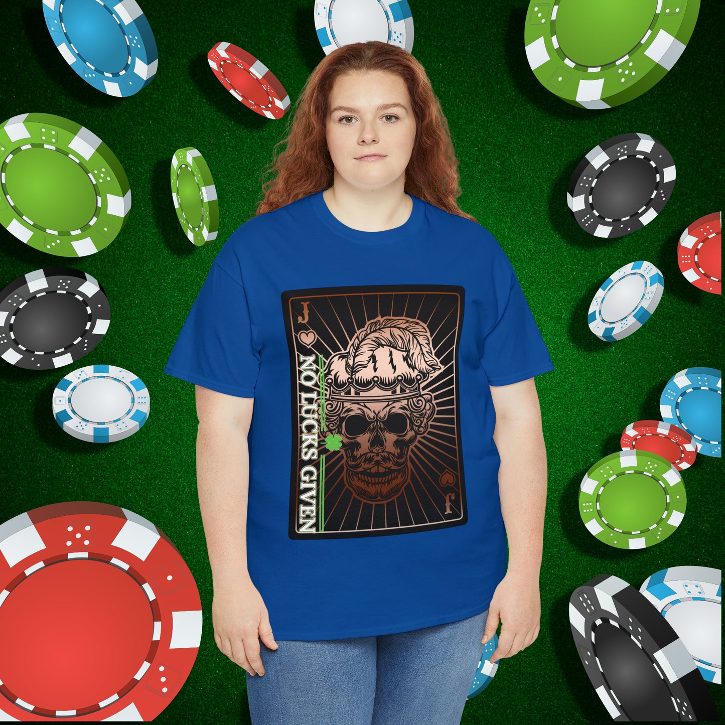 No Lucks Given Angry Jack of Hearts Copper Poker T-Shirt Must have Good Luck All-in