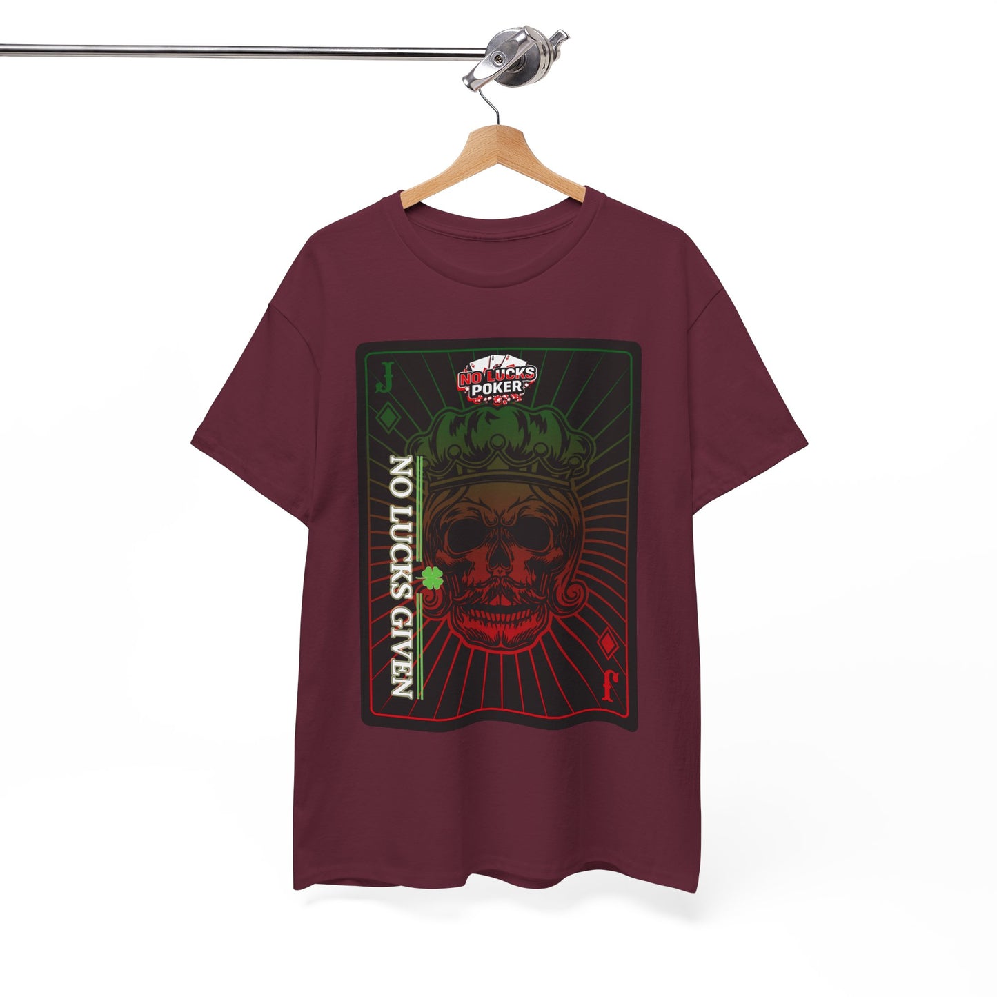 No Lucks Given – Jack Skull Crown Poker Tee (Green & Red Edition)