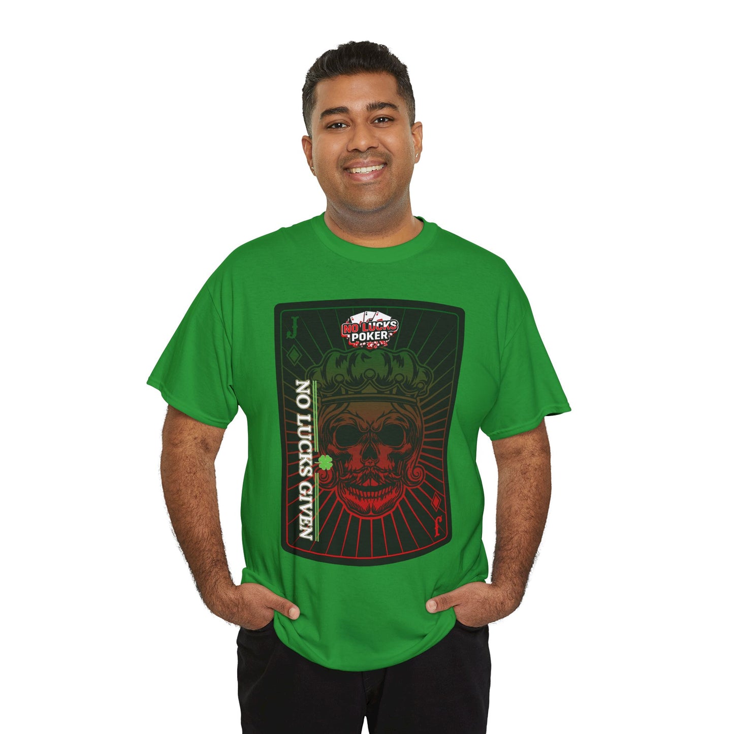 No Lucks Given – Jack Skull Crown Poker Tee (Green & Red Edition)