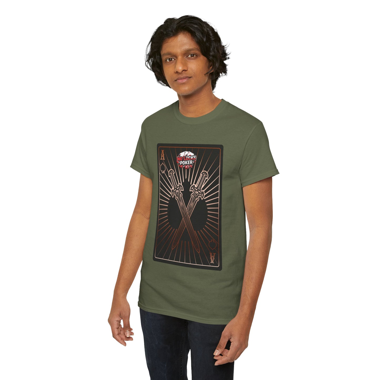 No Lucks Given – Ace of Spades & Crossed Swords Poker T-Shirt (Copper Edition)
