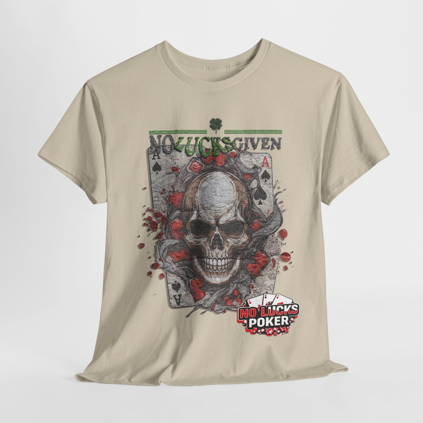 No Lucks Given Skull Breaking thru Ace of Spades T-Shirt Must have Good Luck All-in