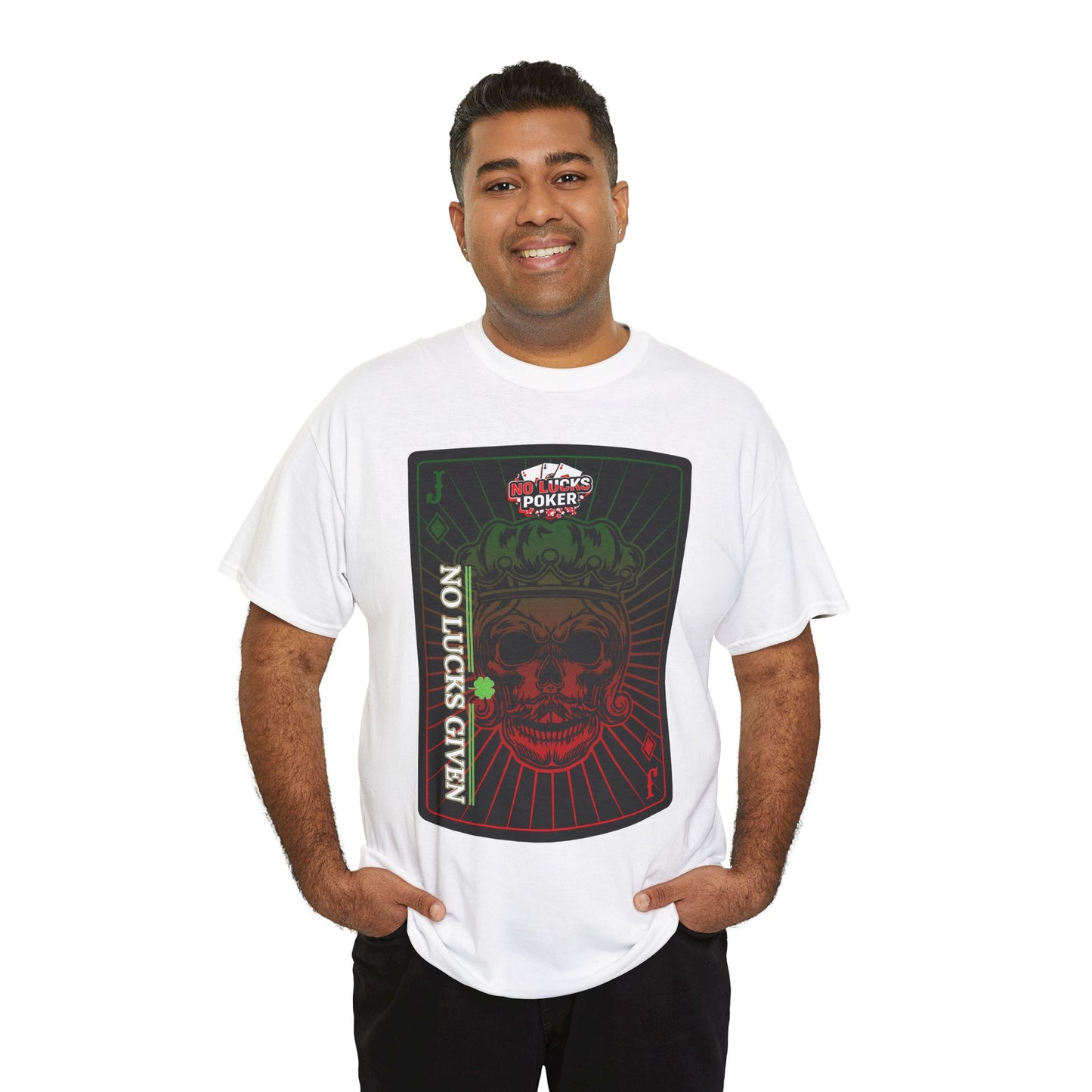 No Lucks Given – Jack Skull Crown Poker Tee (Green & Red Edition)