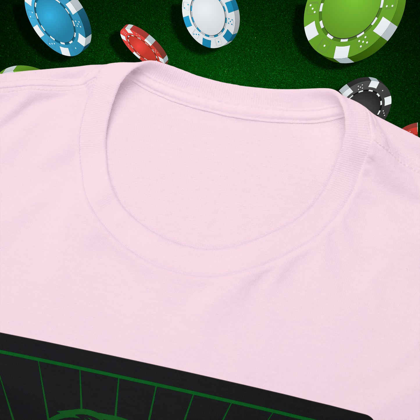 No Lucks Given Jack Skull in Crown of Clubs Green Red Poker T-Shirt Must have Good Luck All-in