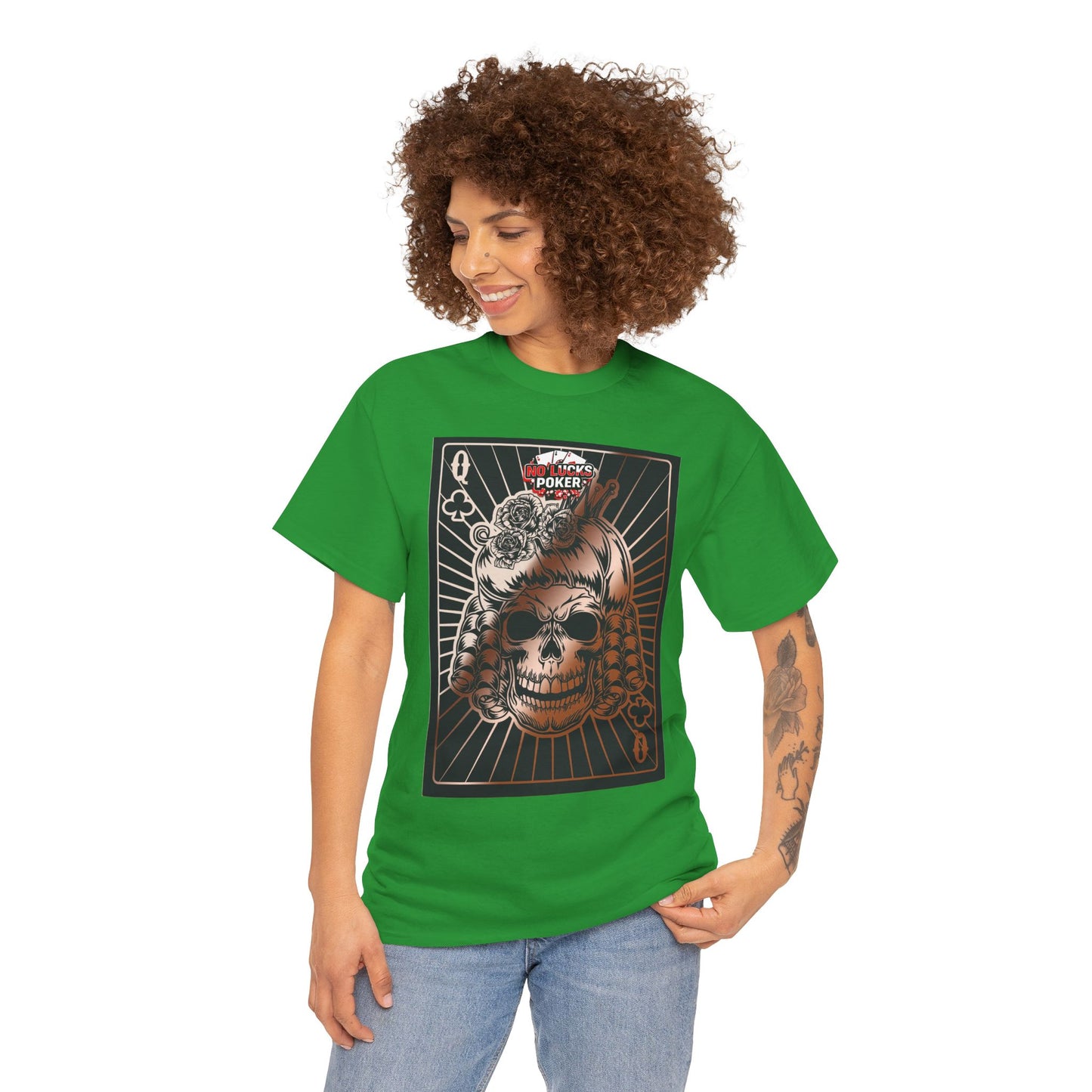 No Lucks Given Angry Queen of Clubs Copper Poker T-Shirt Must have Good Luck All-in