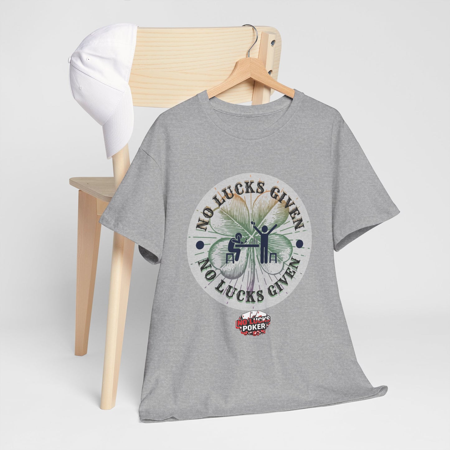 No Lucks Given – Large Clover Poker T-Shirt | Skill Over Luck