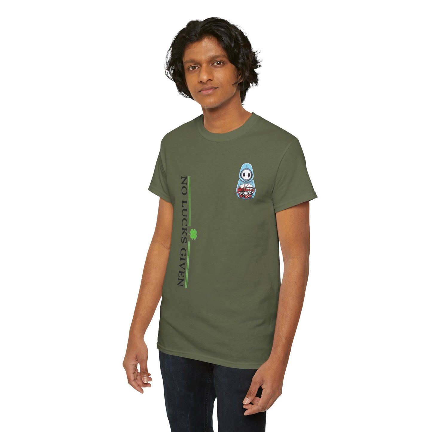 No Lucks Given – Ghost Logo Poker T-Shirt | Stealth Blackout Style