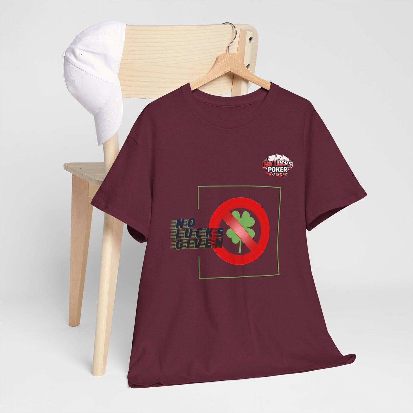 No Lucks Given Large Clover Poker T-Shirt Good Luck All-in