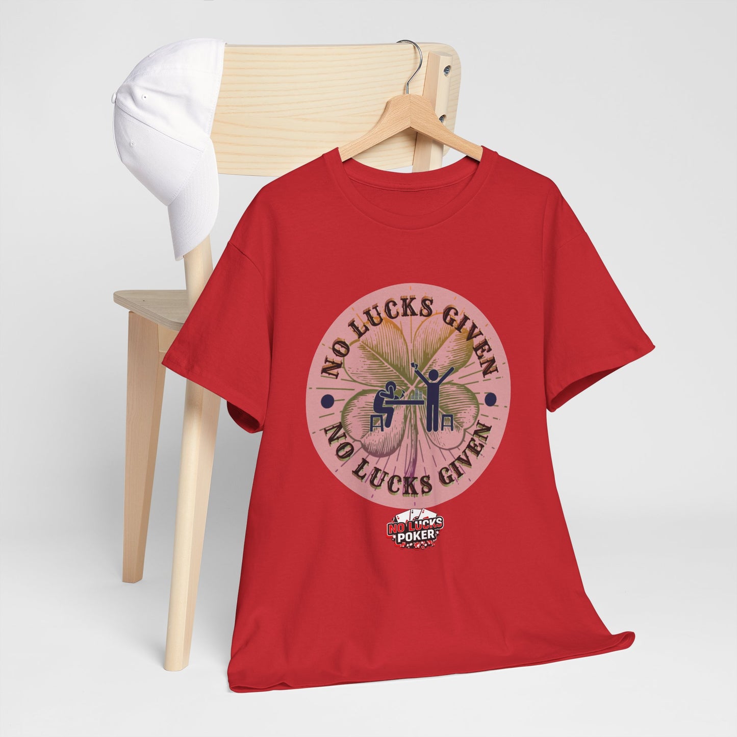 No Lucks Given – Large Clover Poker T-Shirt | Skill Over Luck
