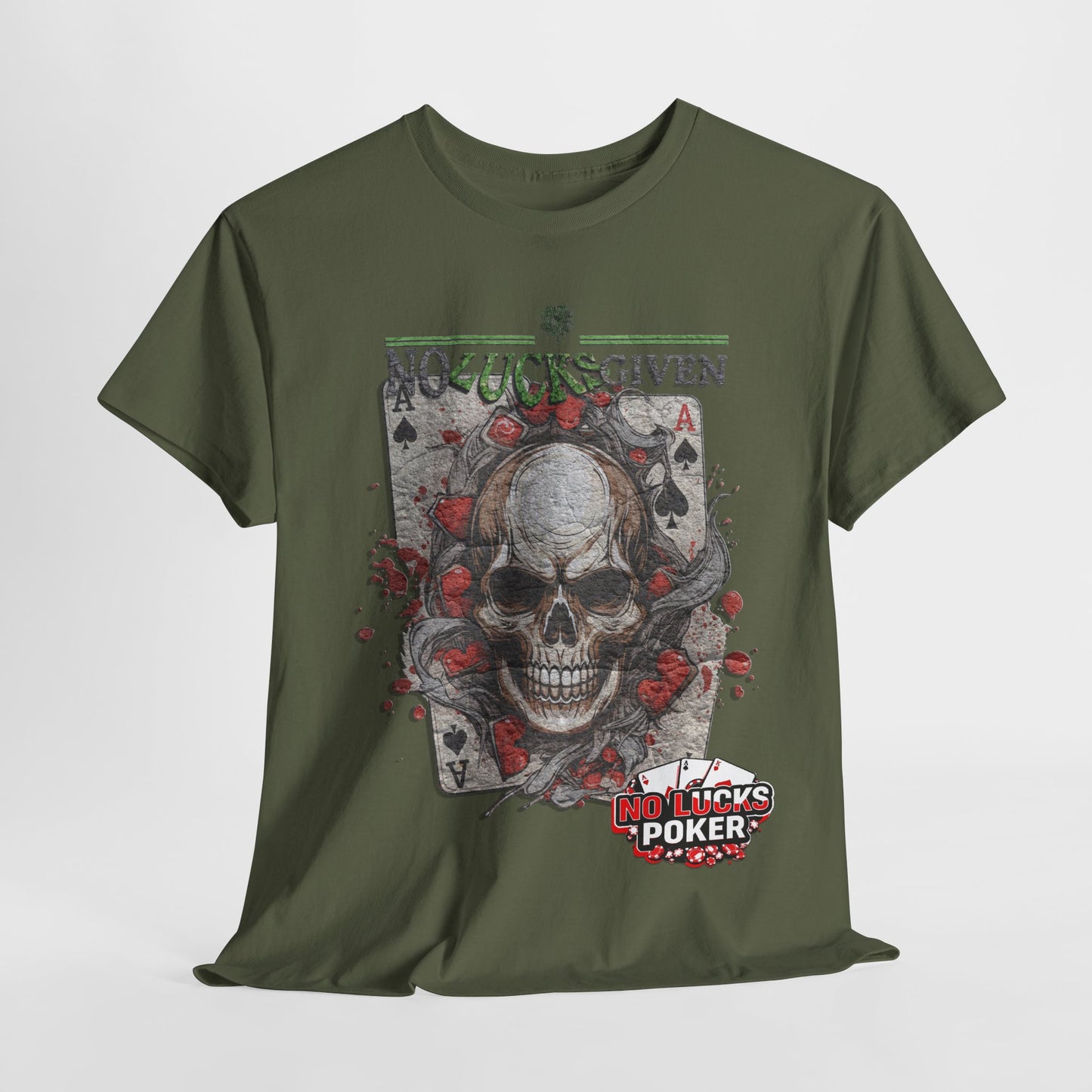 No Lucks Given Skull Breaking thru Ace of Spades T-Shirt Must have Good Luck All-in