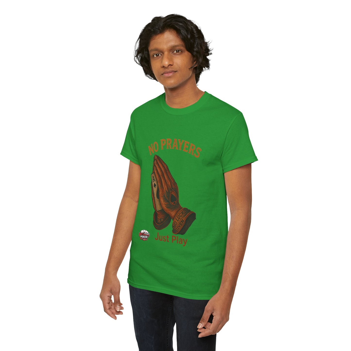 No Prayers Just Play Poker T-Shirt | Zero Lucks – Skill Over Superstition