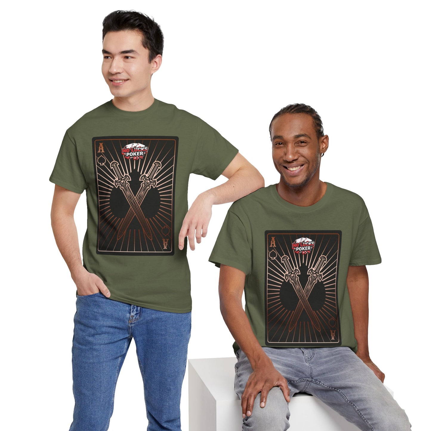 No Lucks Given – Ace of Spades & Crossed Swords Poker T-Shirt (Copper Edition)