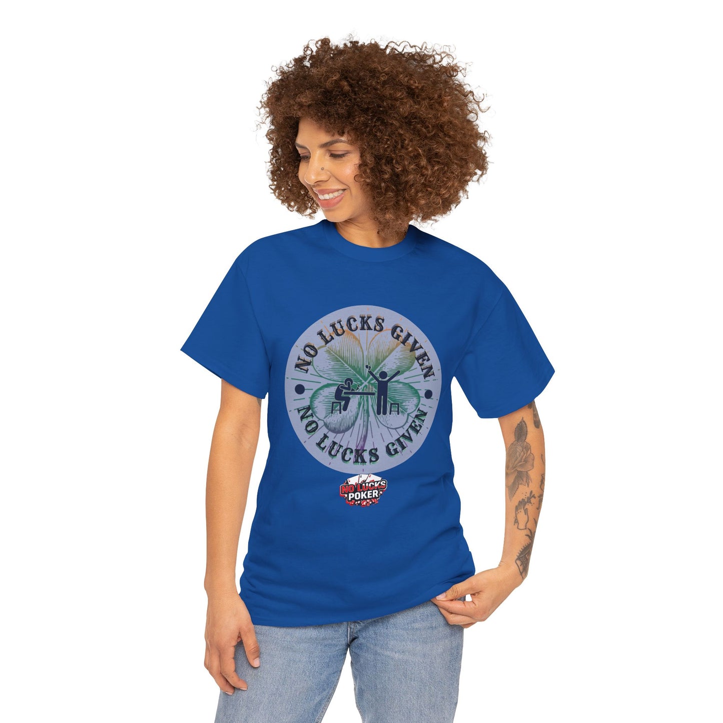 No Lucks Given – Large Clover Poker T-Shirt | Skill Over Luck