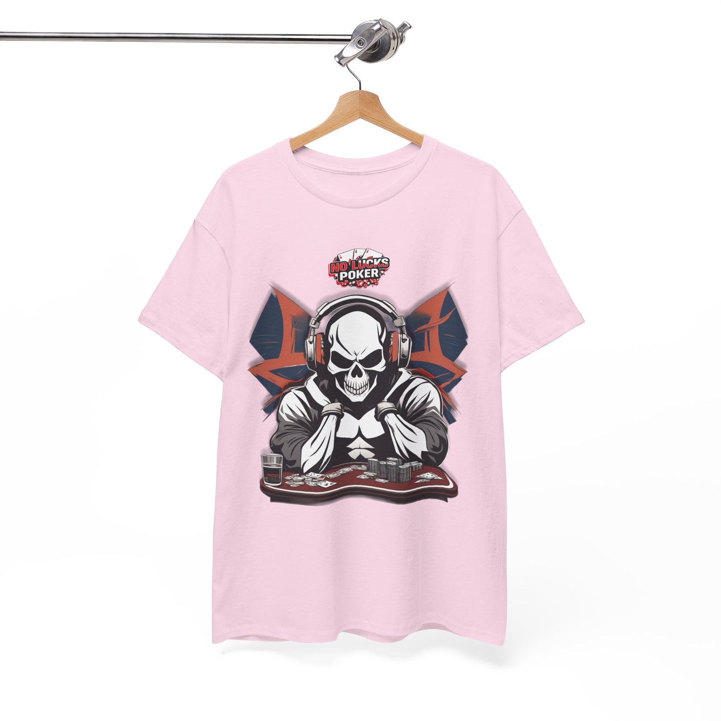 No Lucks Given – Hero/Villain Poker Skull Tee (Headphones Edition)