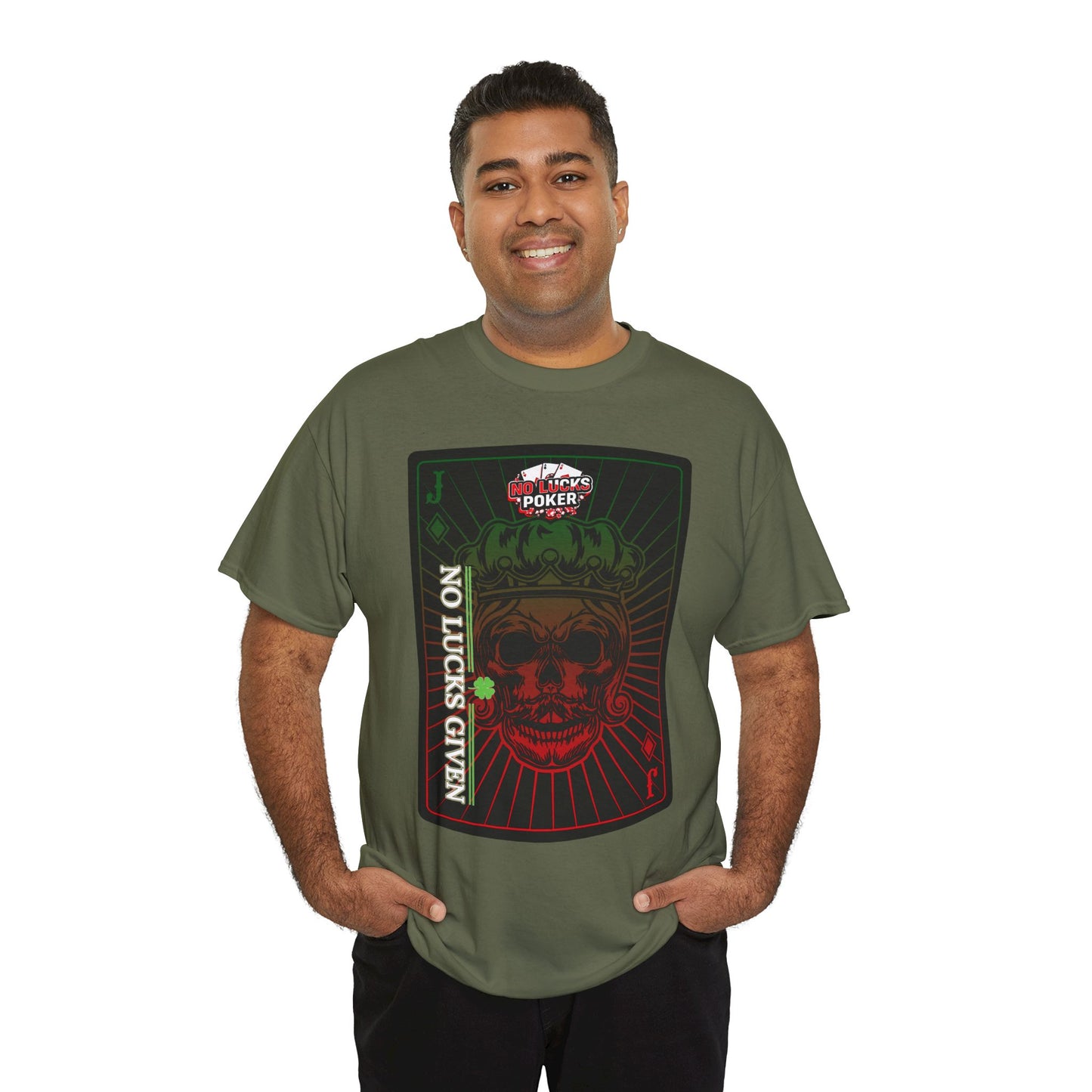 No Lucks Given – Jack Skull Crown Poker Tee (Green & Red Edition)