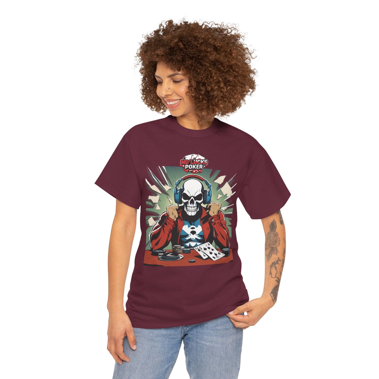 No Lucks Given – Poker Skull w/ Headphones Tee (Hero/Villain Edition)