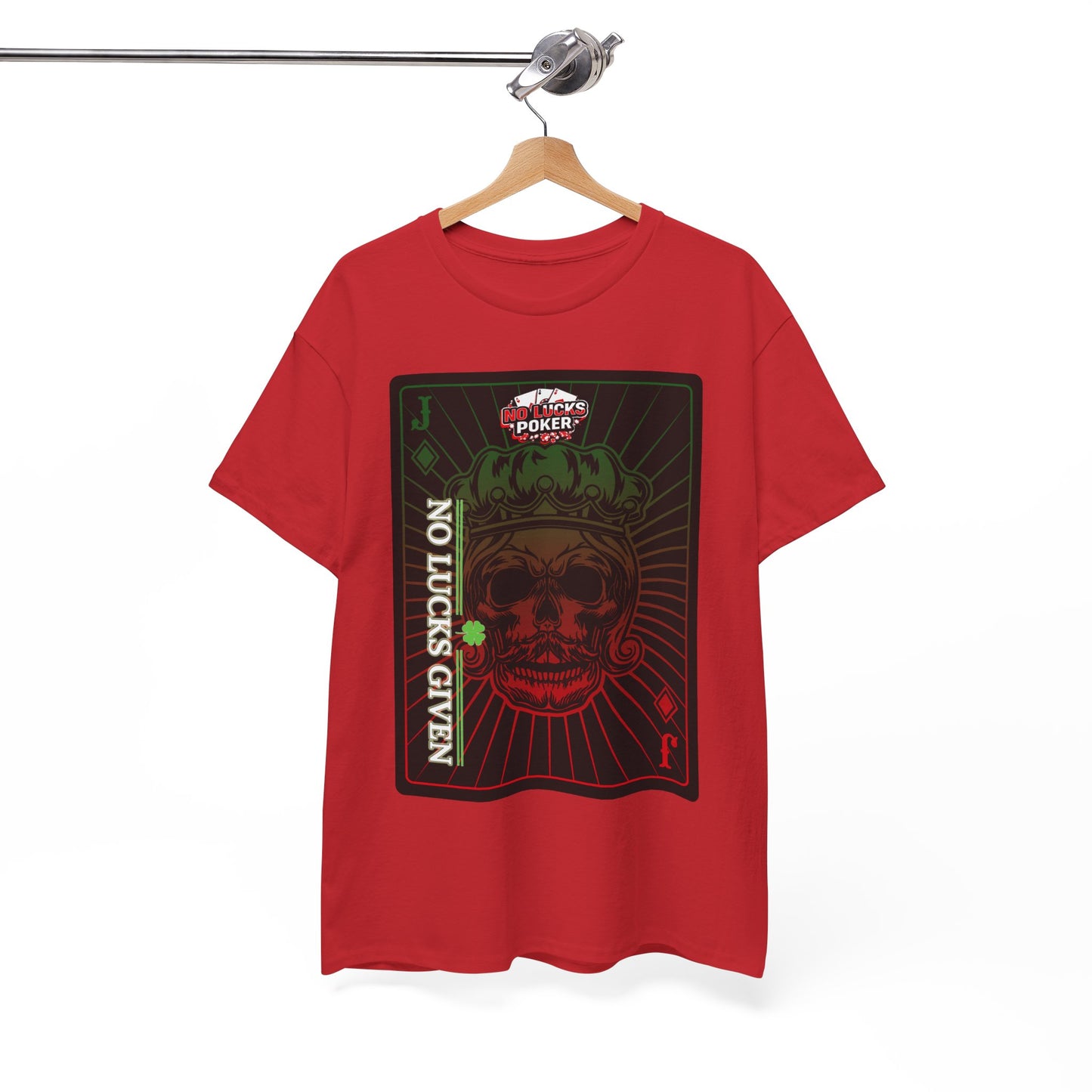 No Lucks Given – Jack Skull Crown Poker Tee (Green & Red Edition)