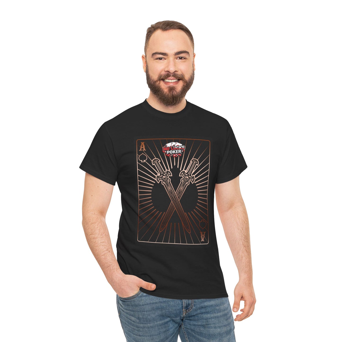 No Lucks Given – Ace of Spades & Crossed Swords Poker T-Shirt (Copper Edition)