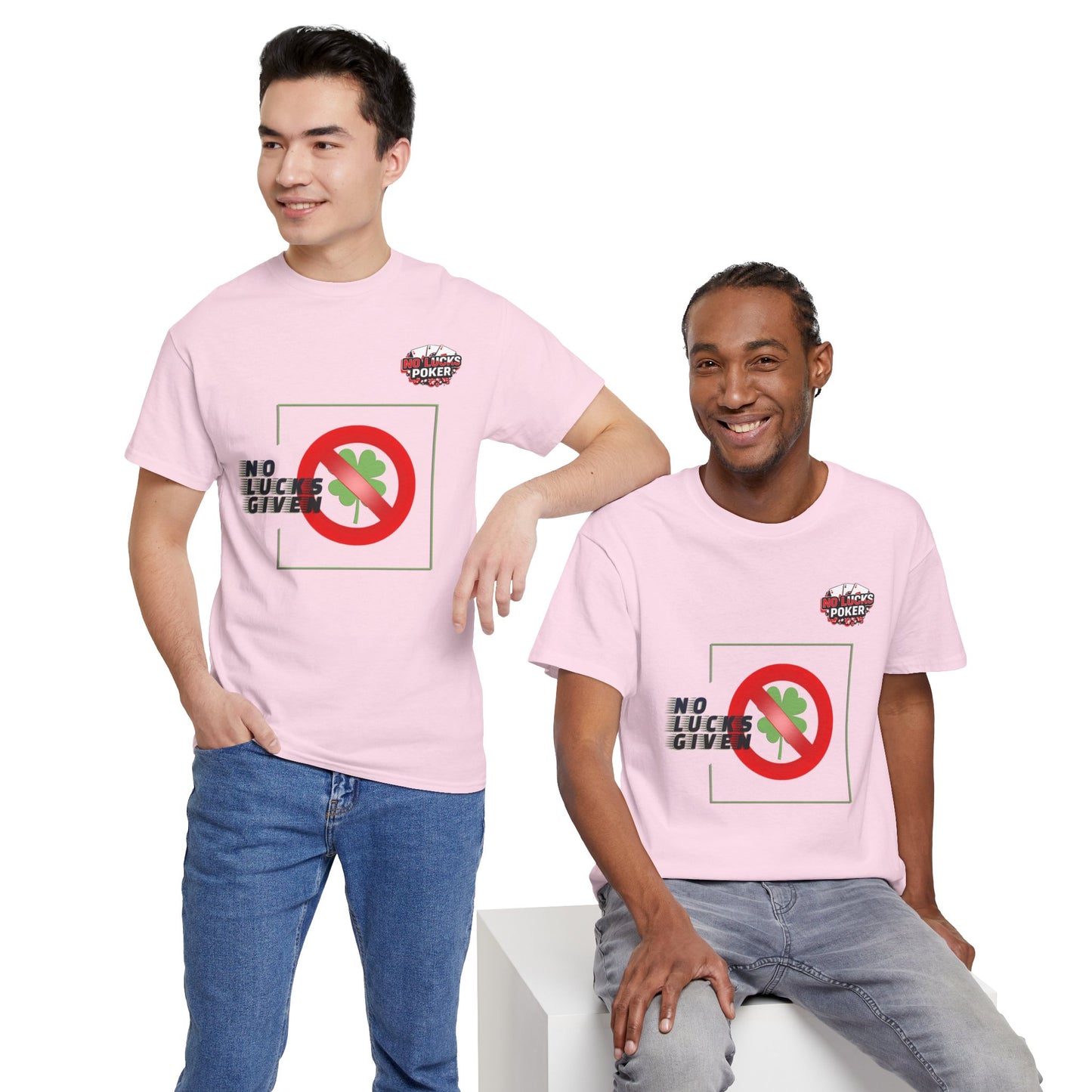 No Lucks Given Large Clover Poker T-Shirt Good Luck All-in