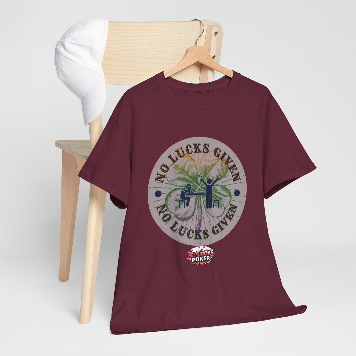 No Lucks Given – Large Clover Poker T-Shirt | Skill Over Luck