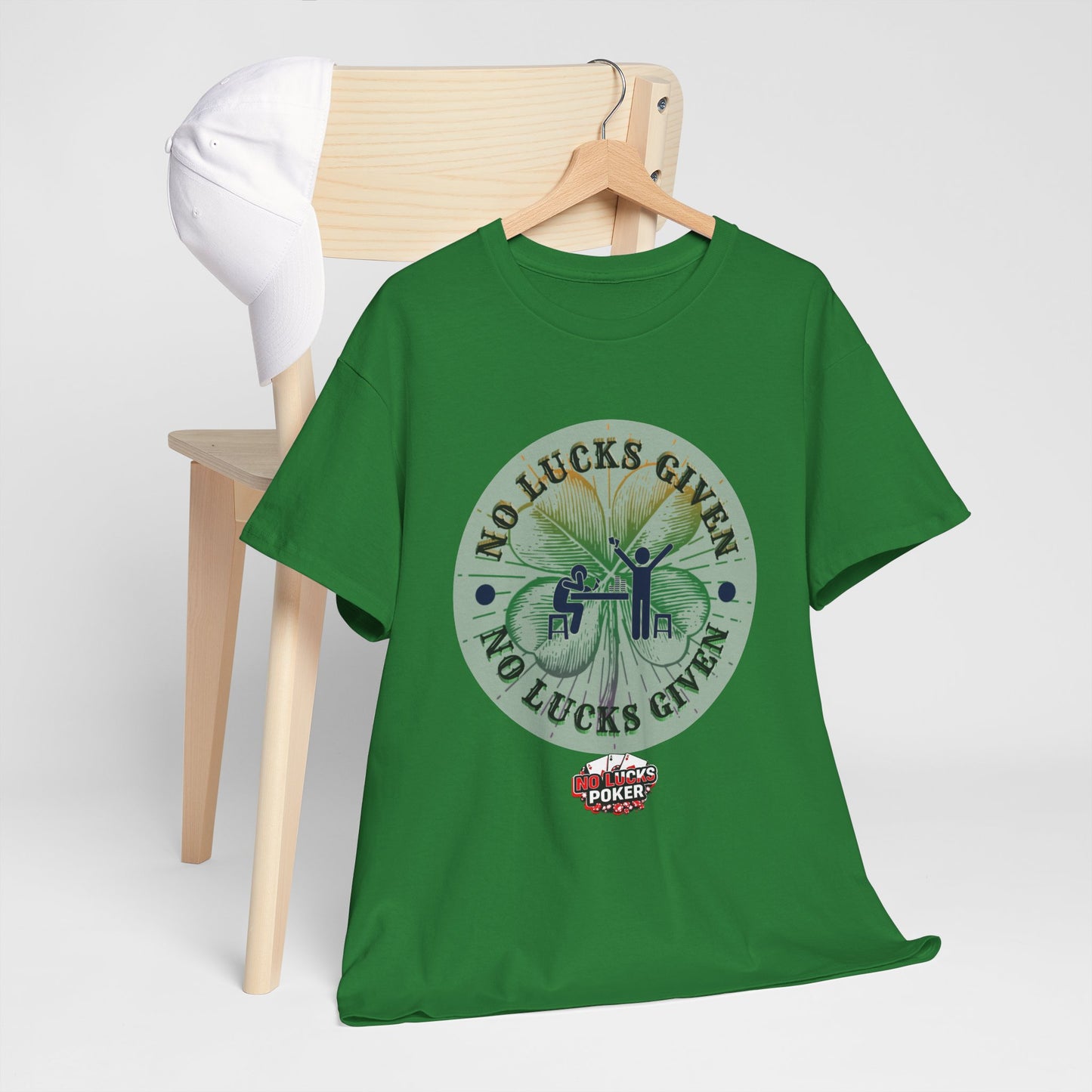 No Lucks Given – Large Clover Poker T-Shirt | Skill Over Luck