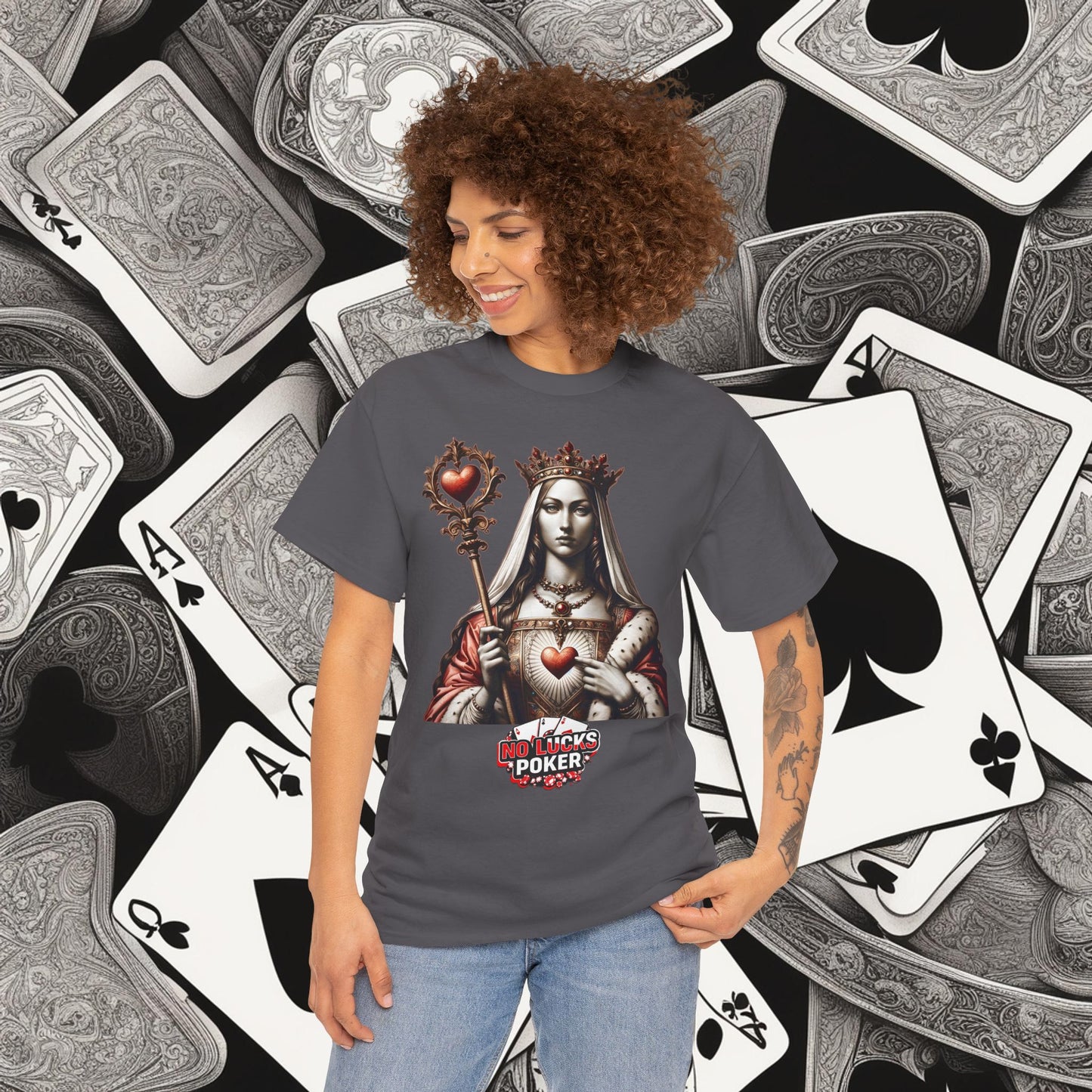 Queen of Hearts Poker T-Shirt | Unisex Heavy Cotton Tee