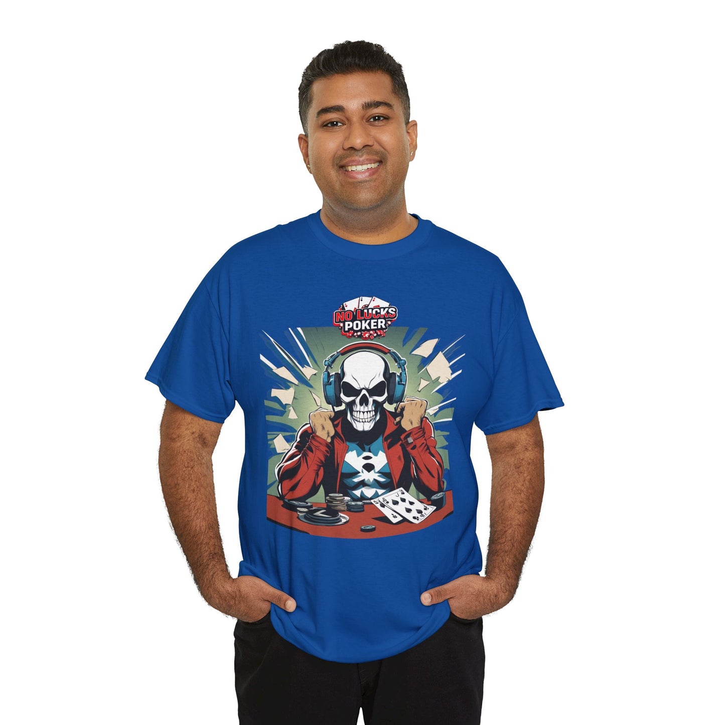No Lucks Given – Poker Skull w/ Headphones Tee (Hero/Villain Edition)