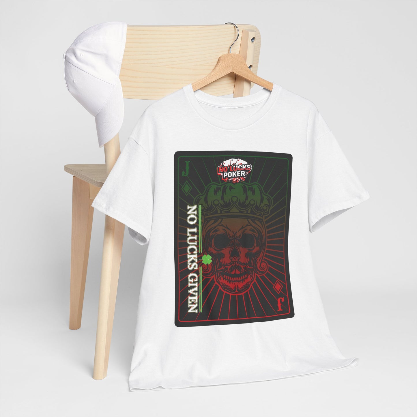 No Lucks Given – Jack Skull Crown Poker Tee (Green & Red Edition)