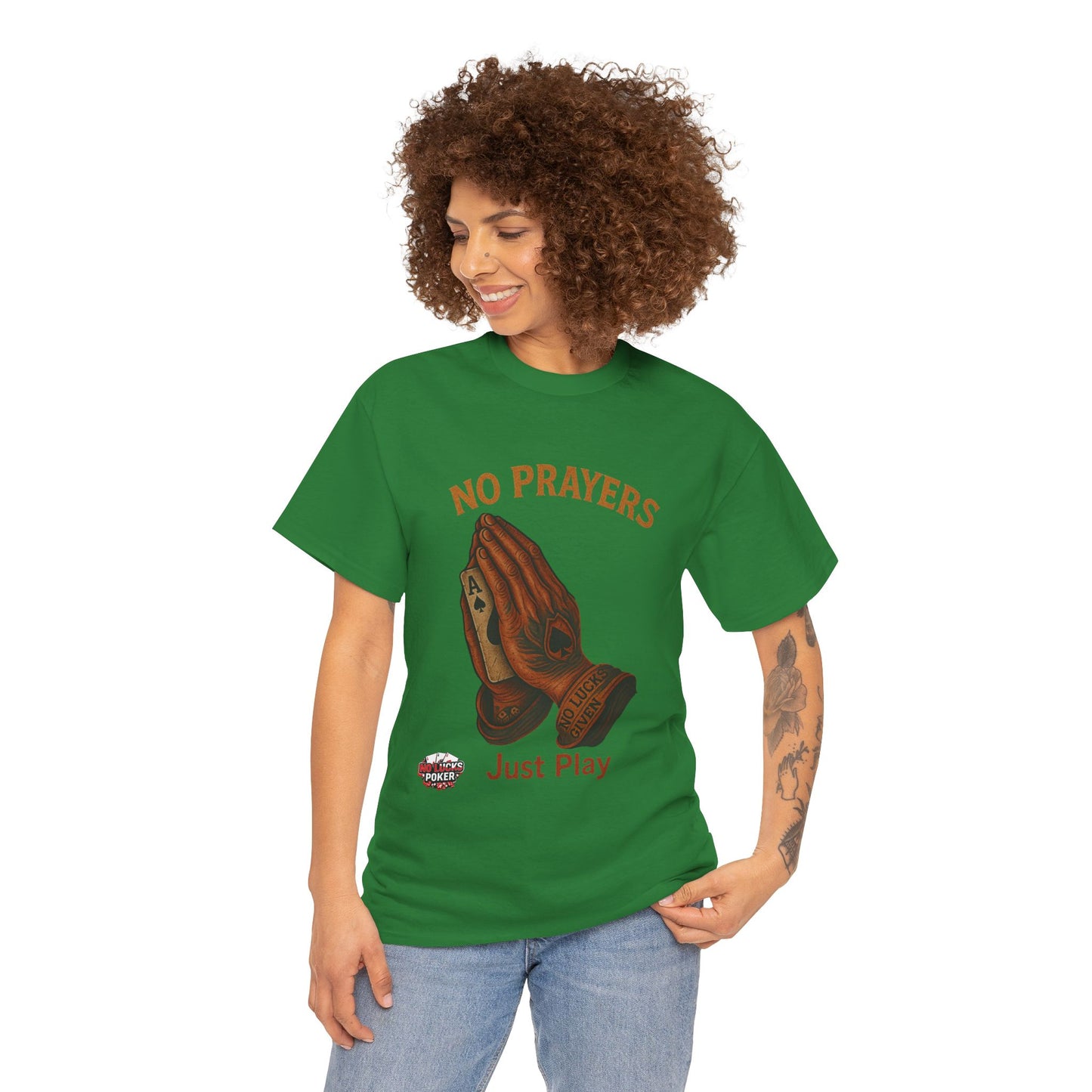 No Prayers Just Play Poker T-Shirt | Zero Lucks – Skill Over Superstition