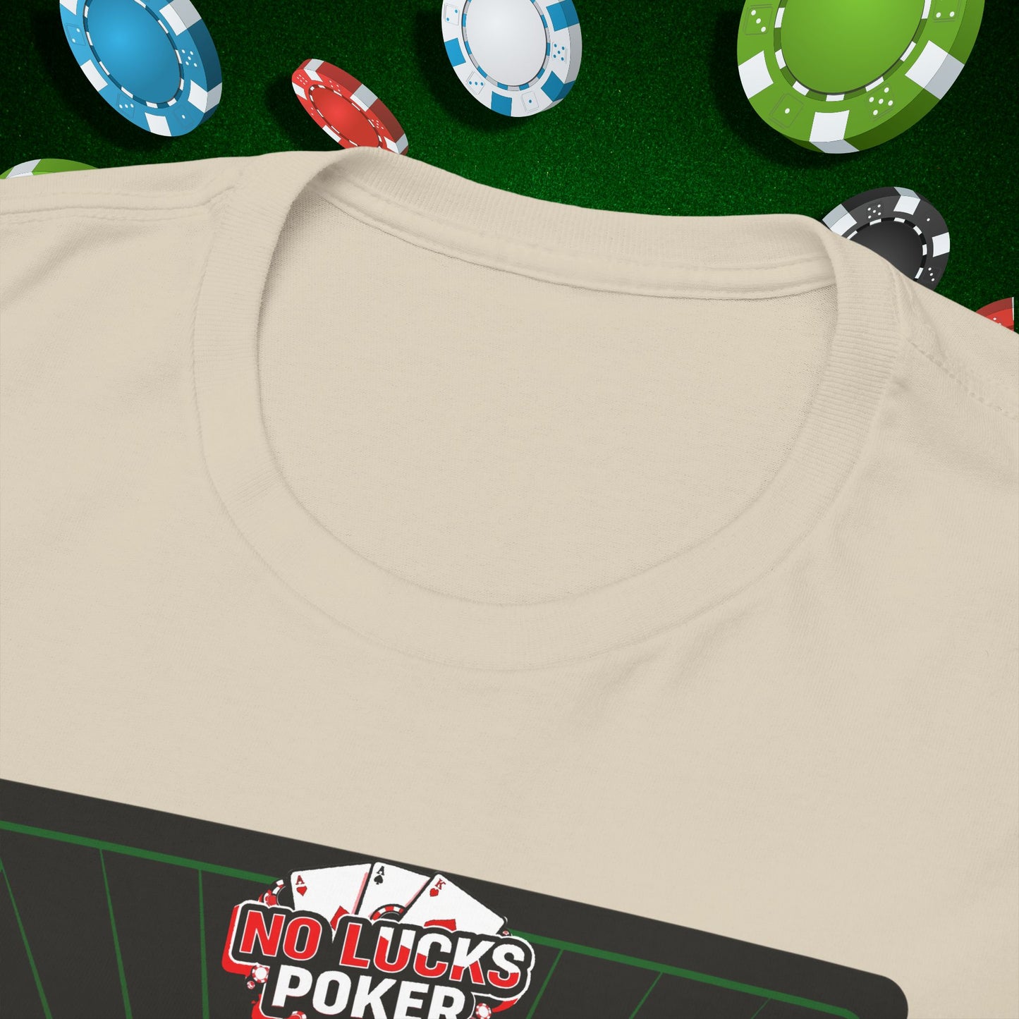 No Lucks Given Royal Skull King of Diamonds Red and Green Poker T-Shirt Must have Good Luck All-in