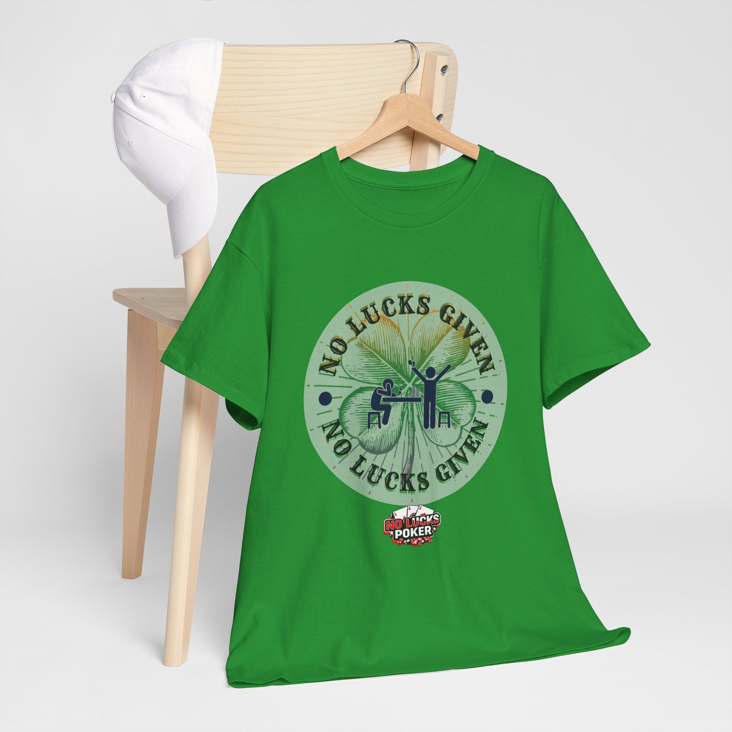 No Lucks Given – Large Clover Poker T-Shirt | Skill Over Luck