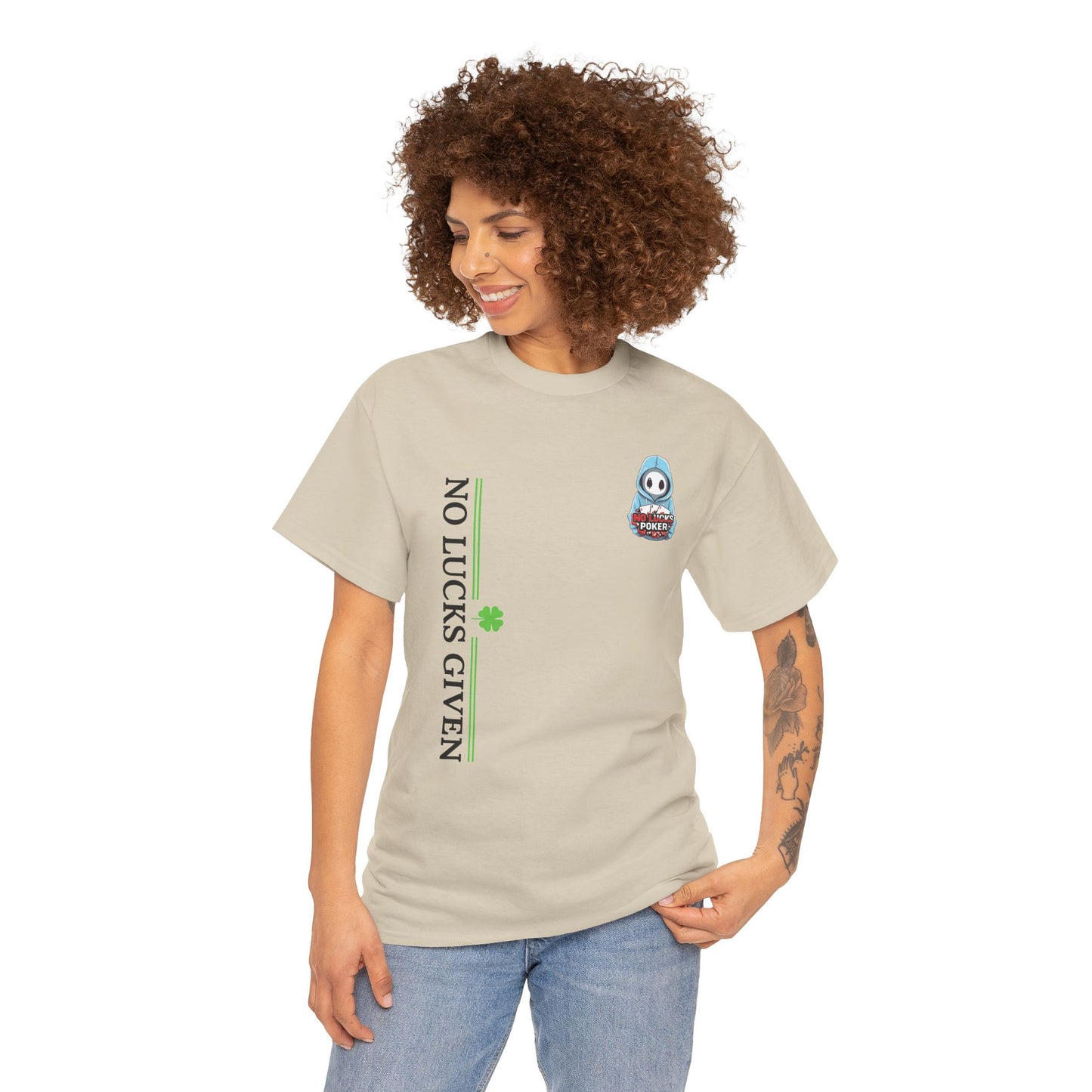 No Lucks Given – Ghost Logo Poker T-Shirt | Stealth Blackout Style