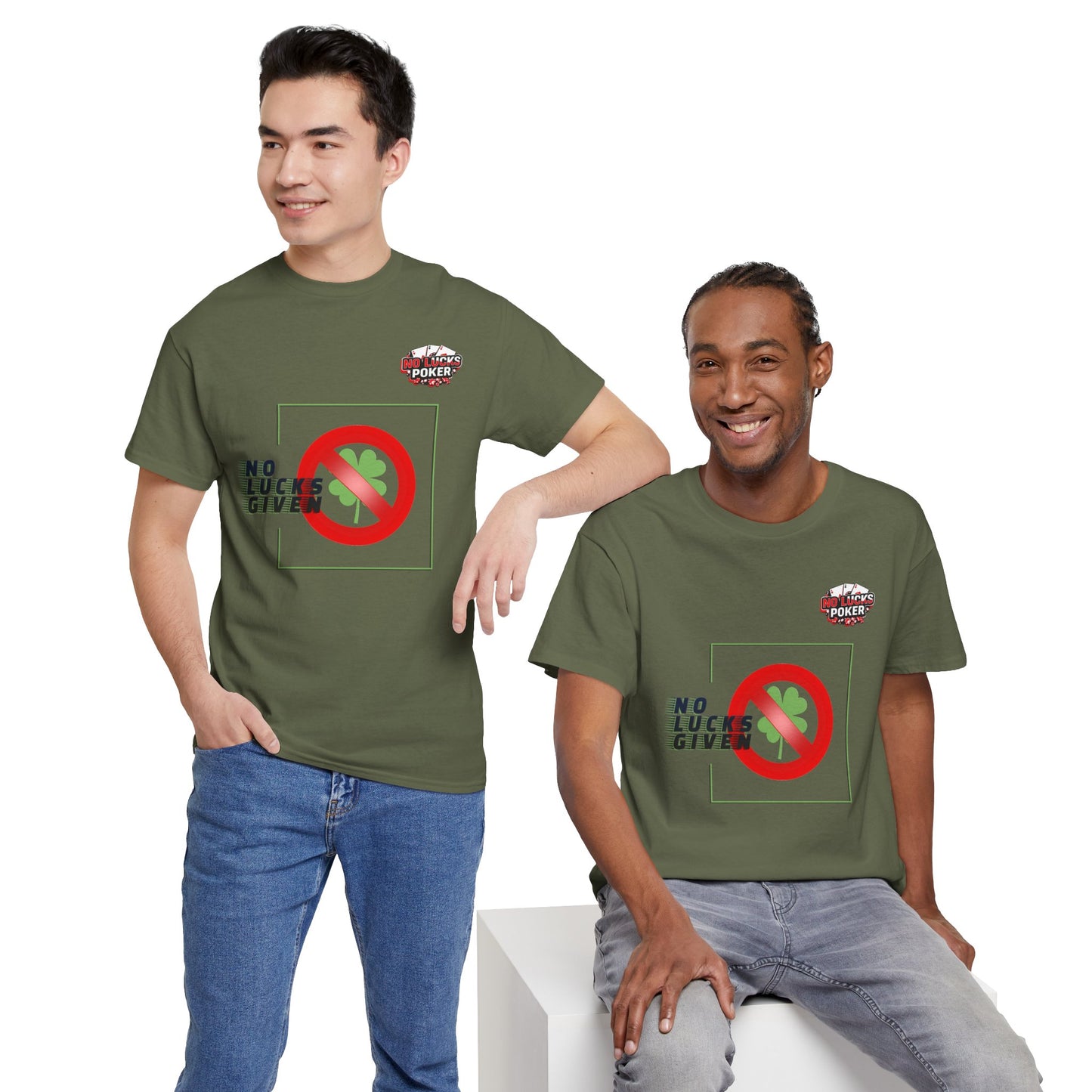 No Lucks Given Large Clover Poker T-Shirt Good Luck All-in