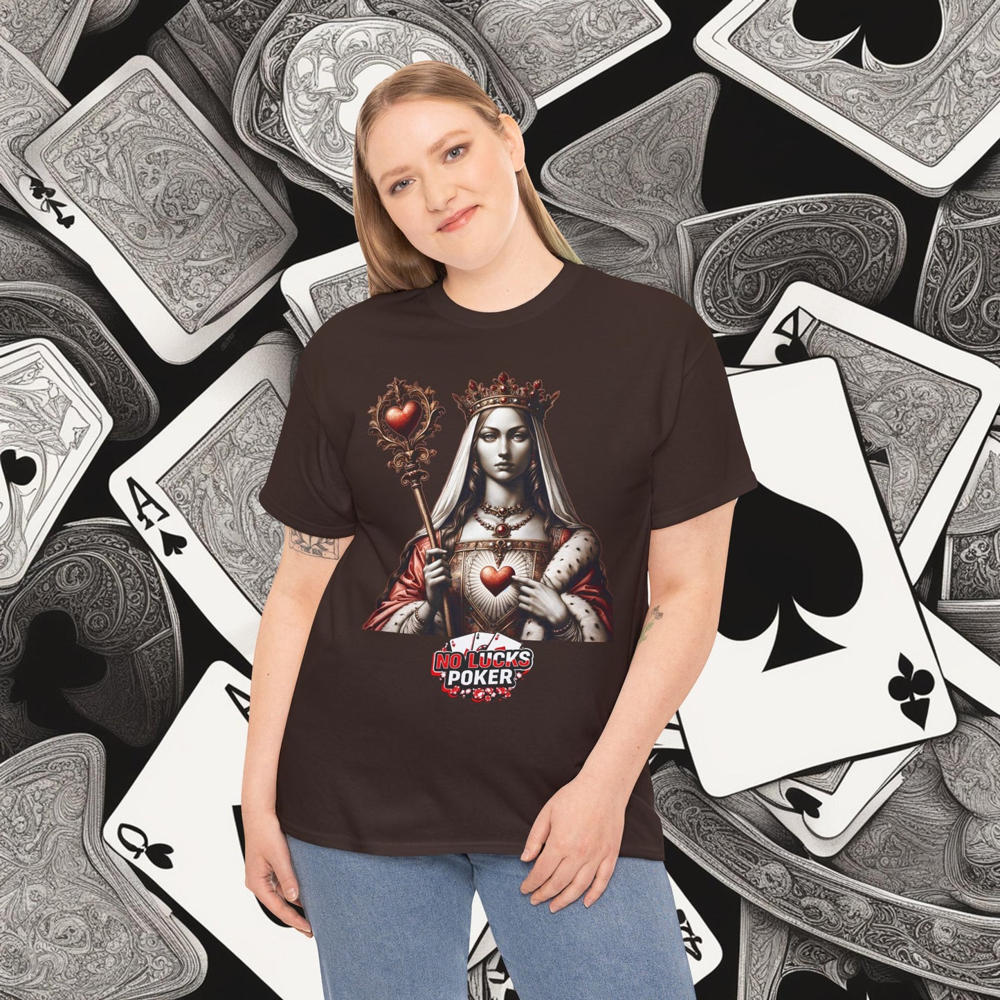 Queen of Hearts Poker T-Shirt | Unisex Heavy Cotton Tee