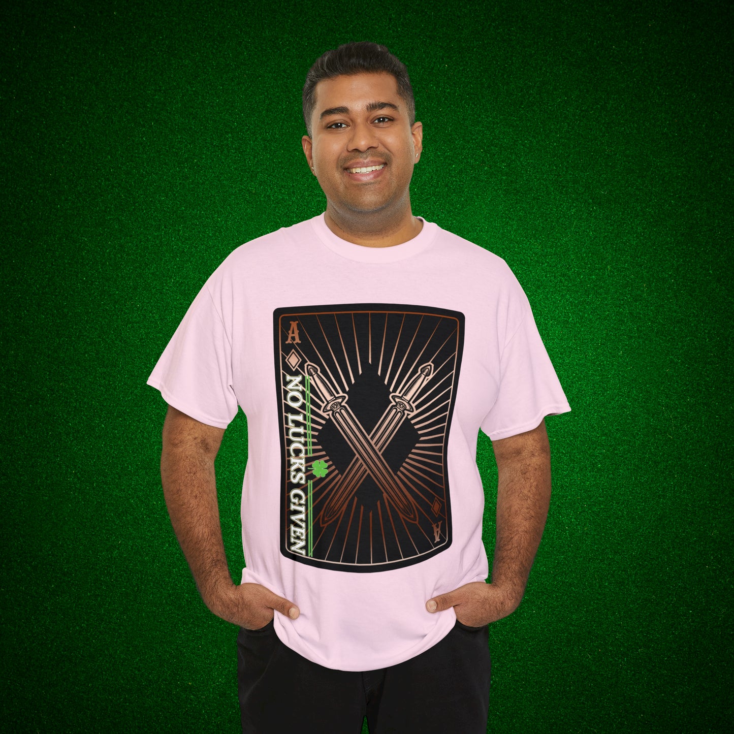 No Lucks Given Ace of Diamonds with Crossed Swords Copper Poker T-Shirt Must have Good Luck All-in