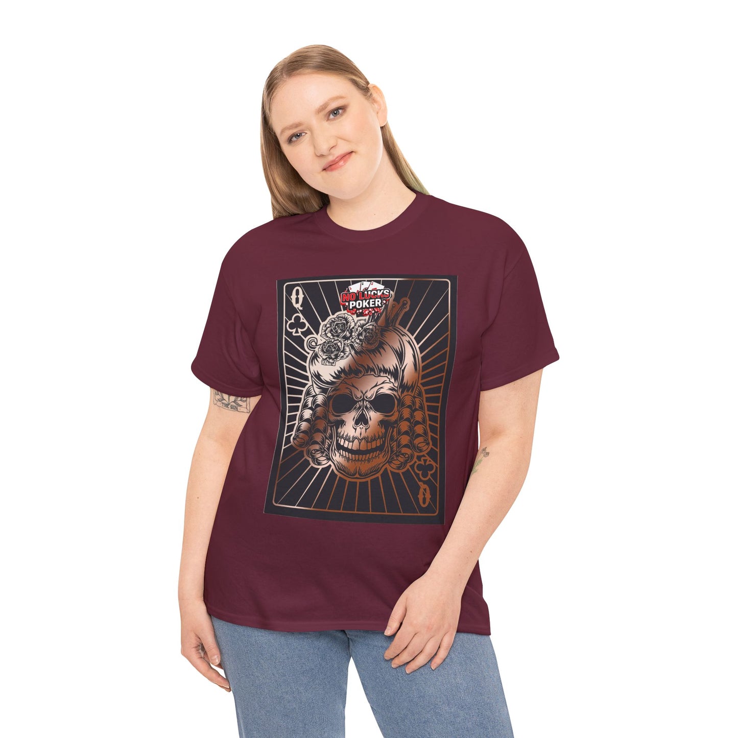 No Lucks Given Angry Queen of Clubs Copper Poker T-Shirt Must have Good Luck All-in