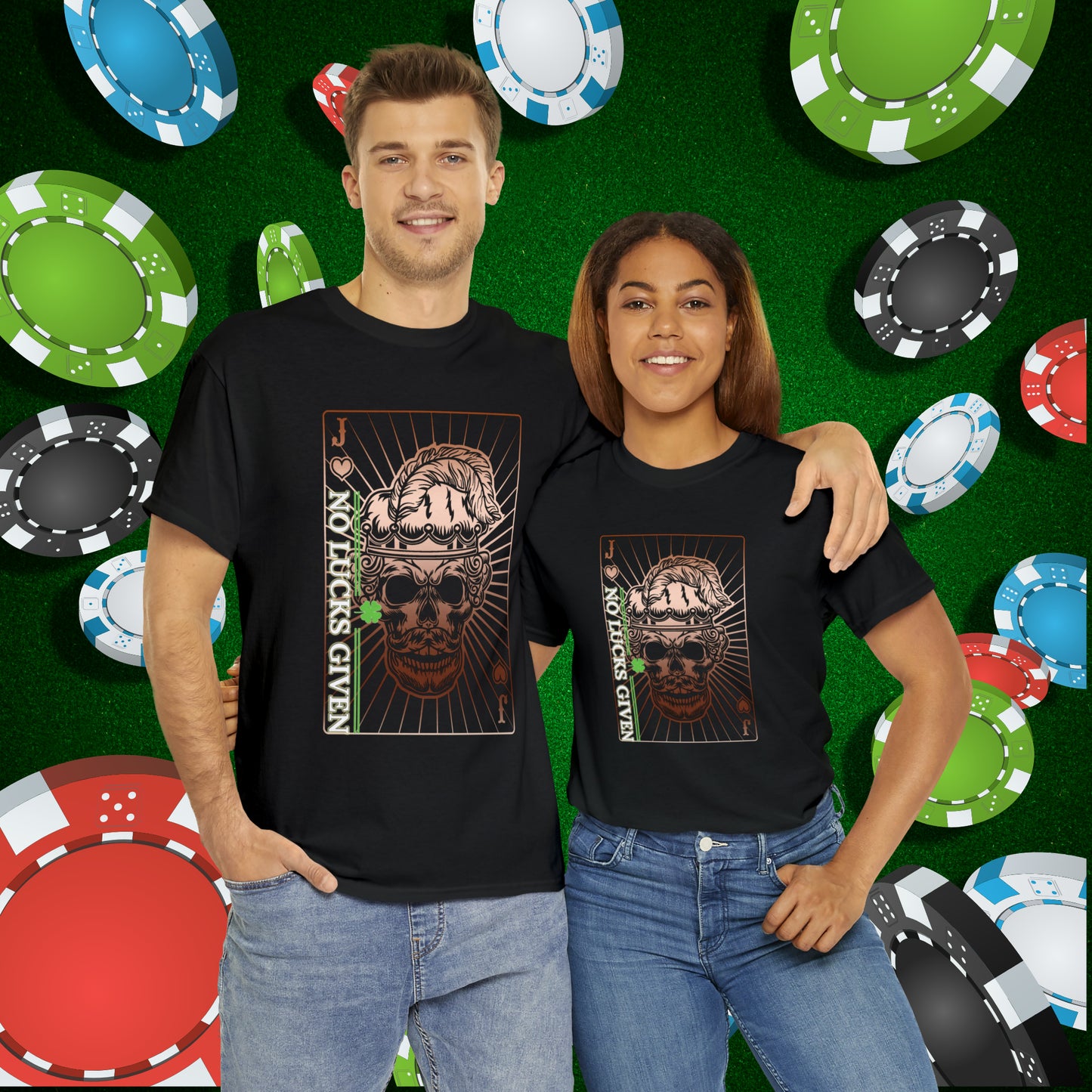 No Lucks Given Angry Jack of Hearts Copper Poker T-Shirt Must have Good Luck All-in