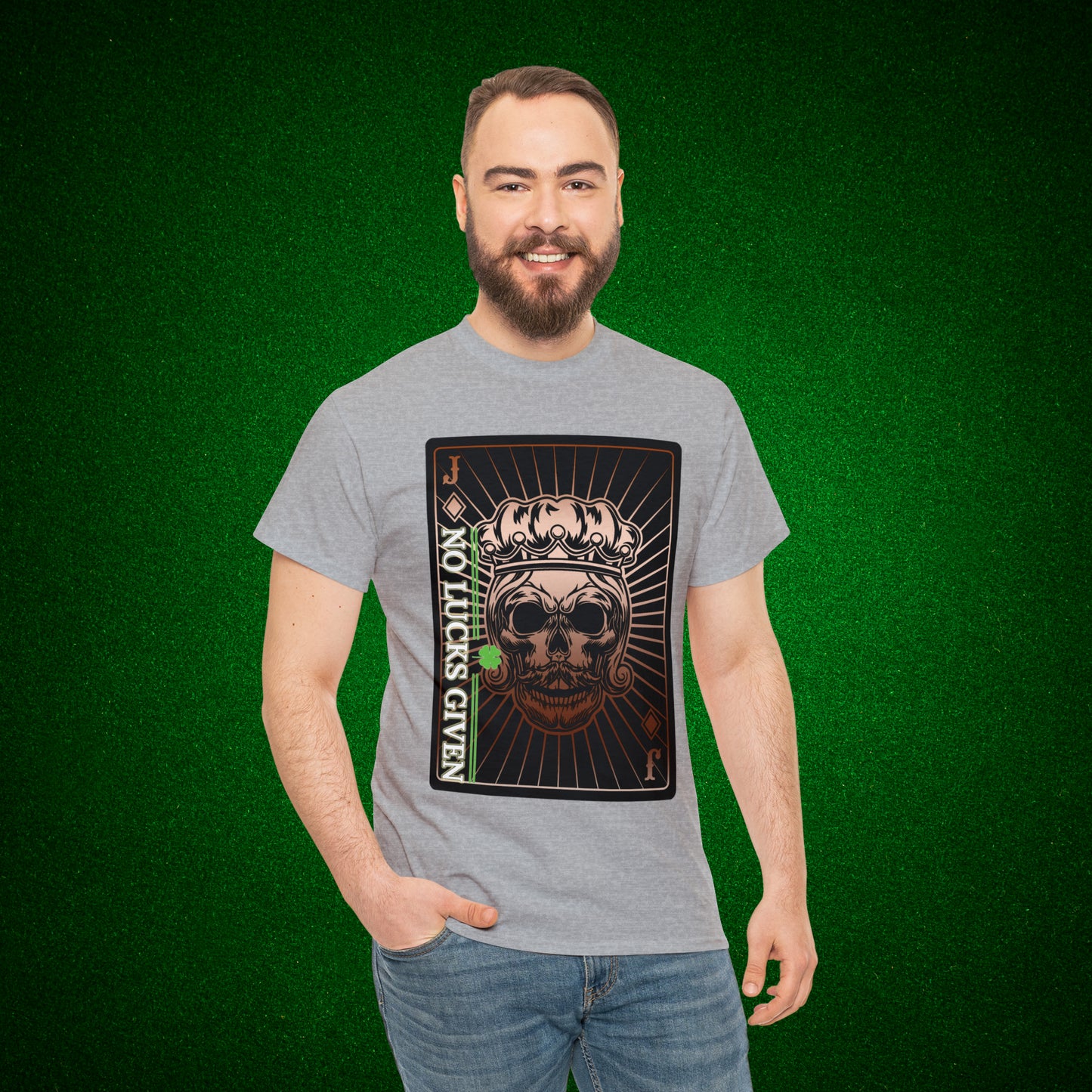 No Lucks Given Jack Skull in Crown of Diamonds Copper Poker T-Shirt Must have Good Luck All-in