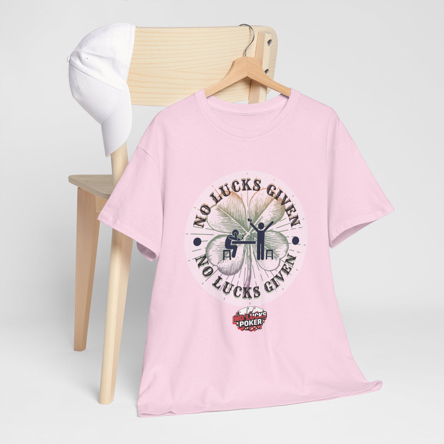 No Lucks Given – Large Clover Poker T-Shirt | Skill Over Luck