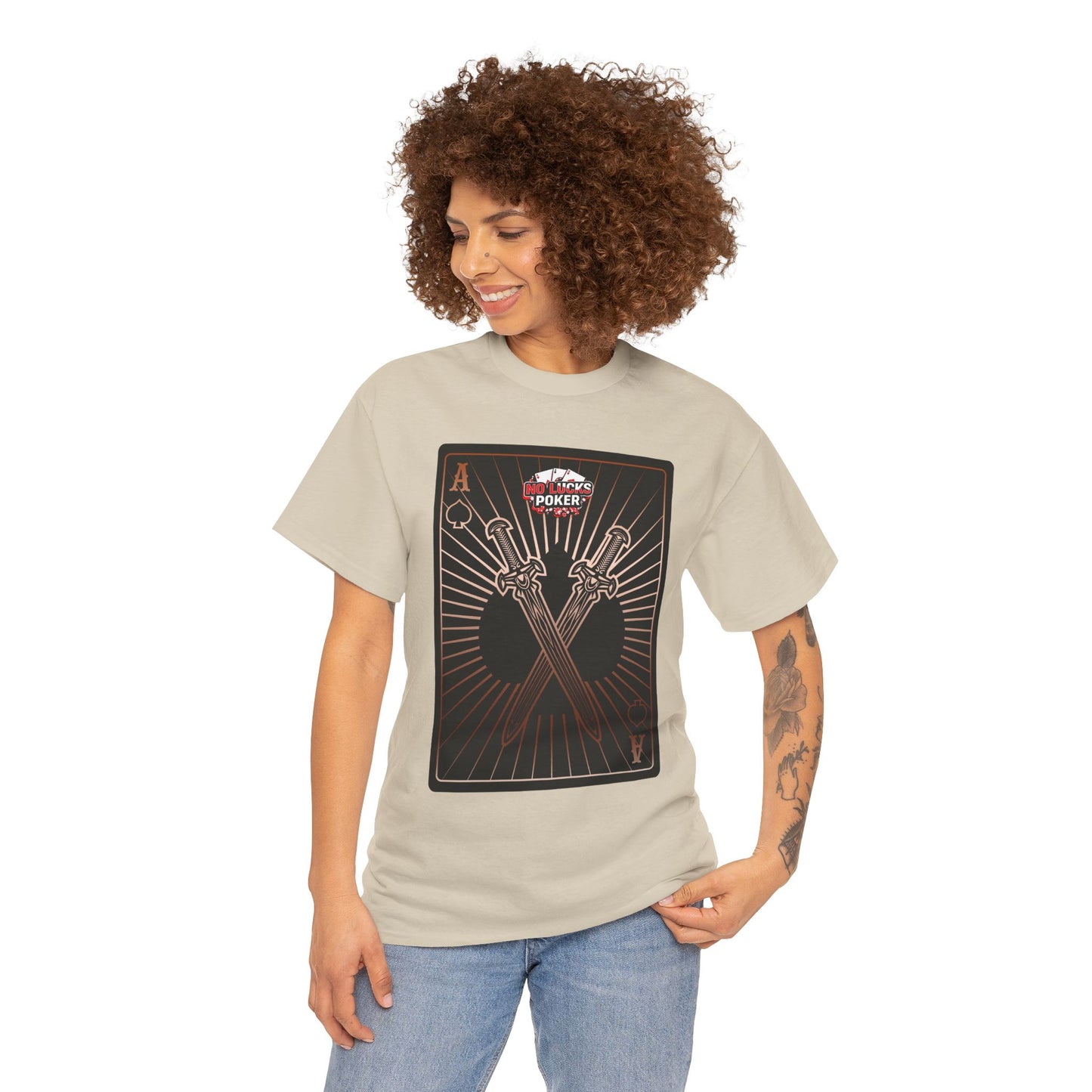 No Lucks Given – Ace of Spades & Crossed Swords Poker T-Shirt (Copper Edition)