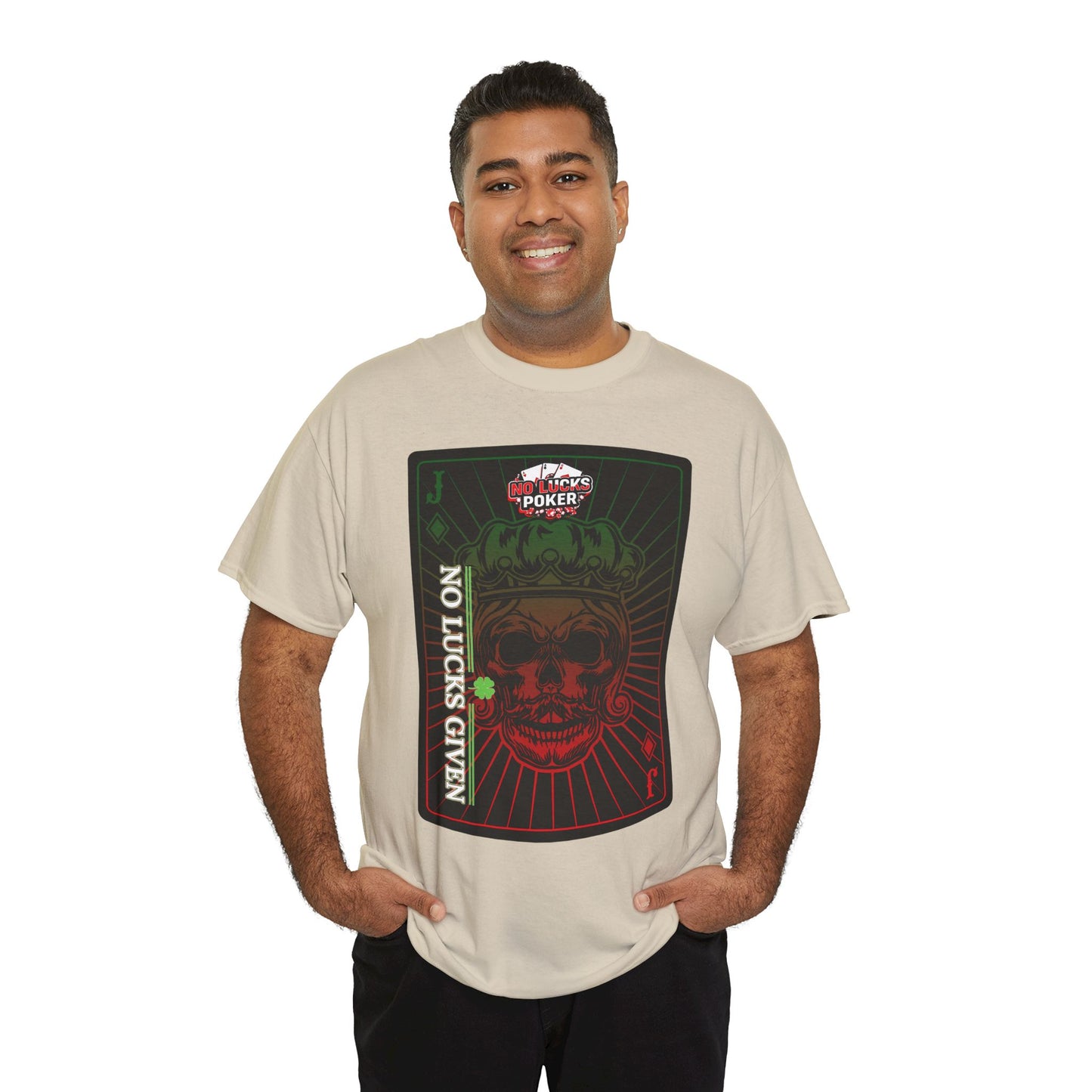 No Lucks Given – Jack Skull Crown Poker Tee (Green & Red Edition)