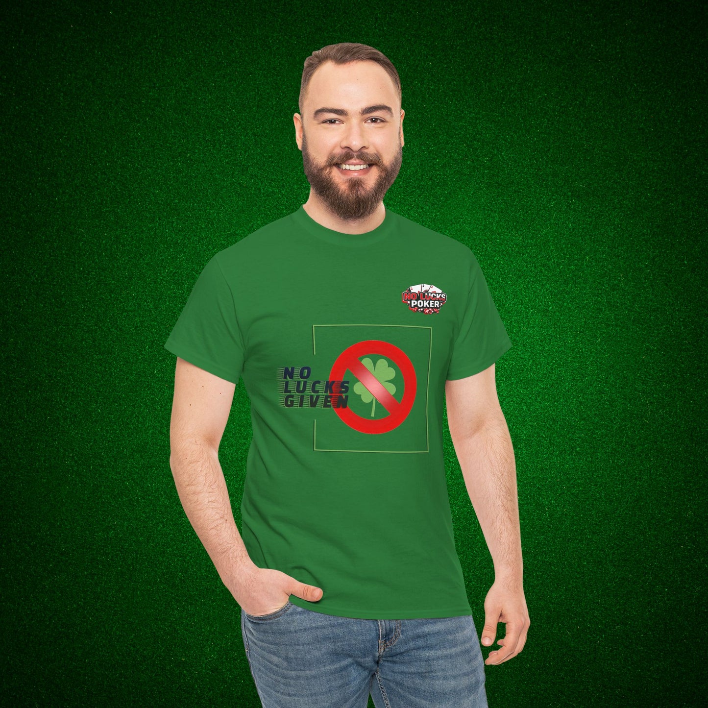 No Lucks Given Large Clover Poker T-Shirt Good Luck All-in