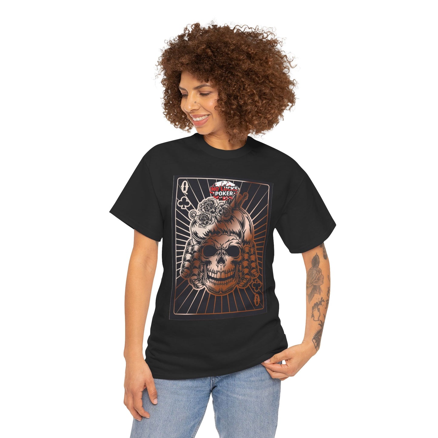 No Lucks Given Angry Queen of Clubs Copper Poker T-Shirt Must have Good Luck All-in