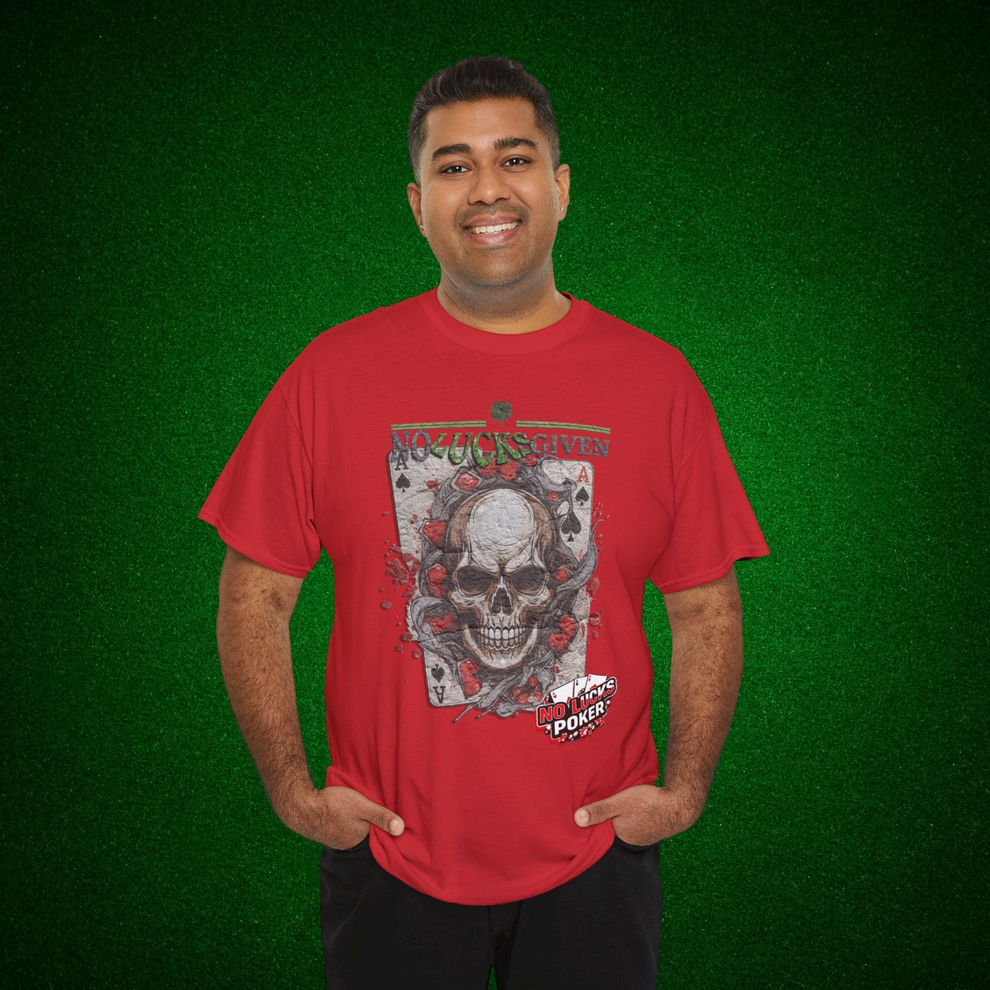 No Lucks Given Skull Breaking thru Ace of Spades T-Shirt Must have Good Luck All-in