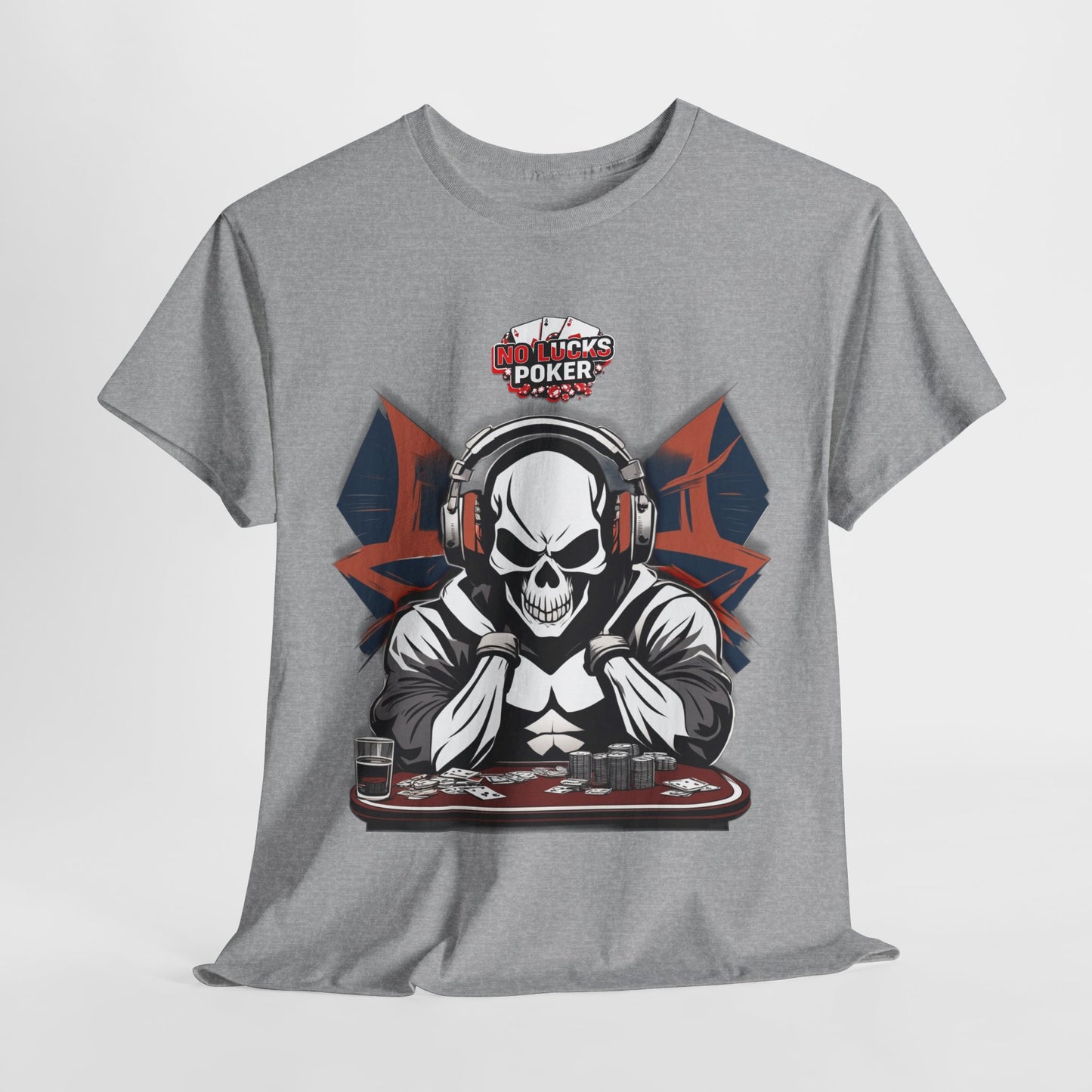 No Lucks Given – Hero/Villain Poker Skull Tee (Headphones Edition)