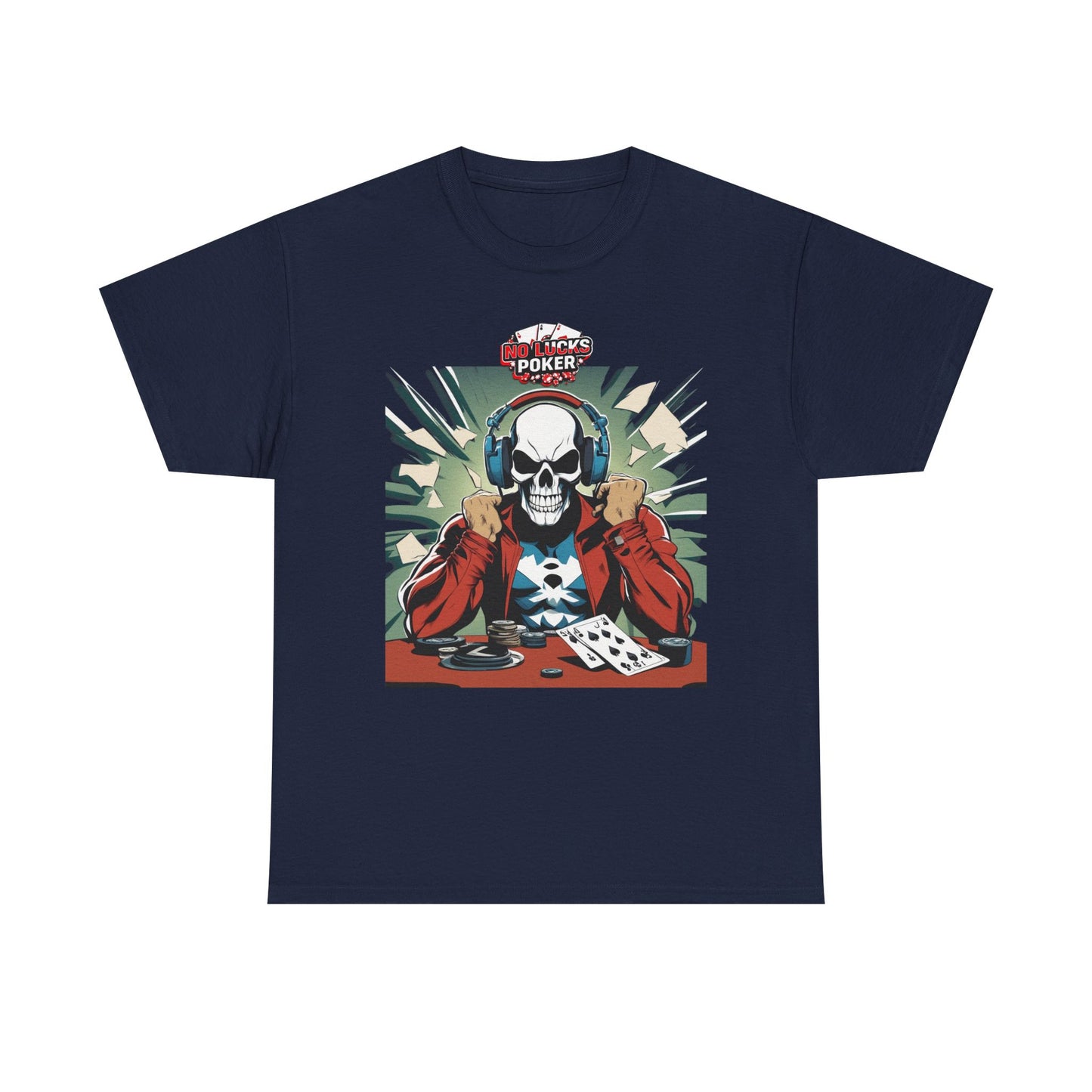 No Lucks Given – Poker Skull w/ Headphones Tee (Hero/Villain Edition)