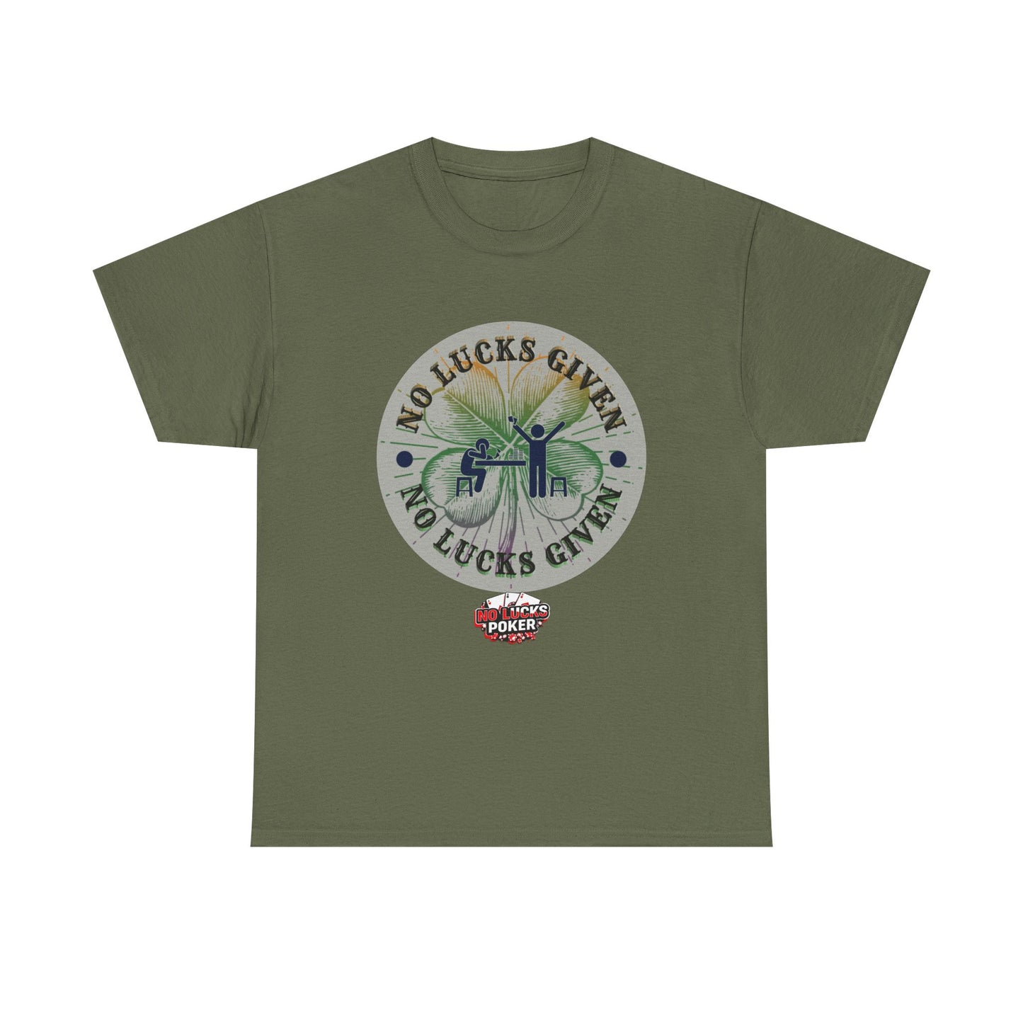 No Lucks Given – Large Clover Poker T-Shirt | Skill Over Luck